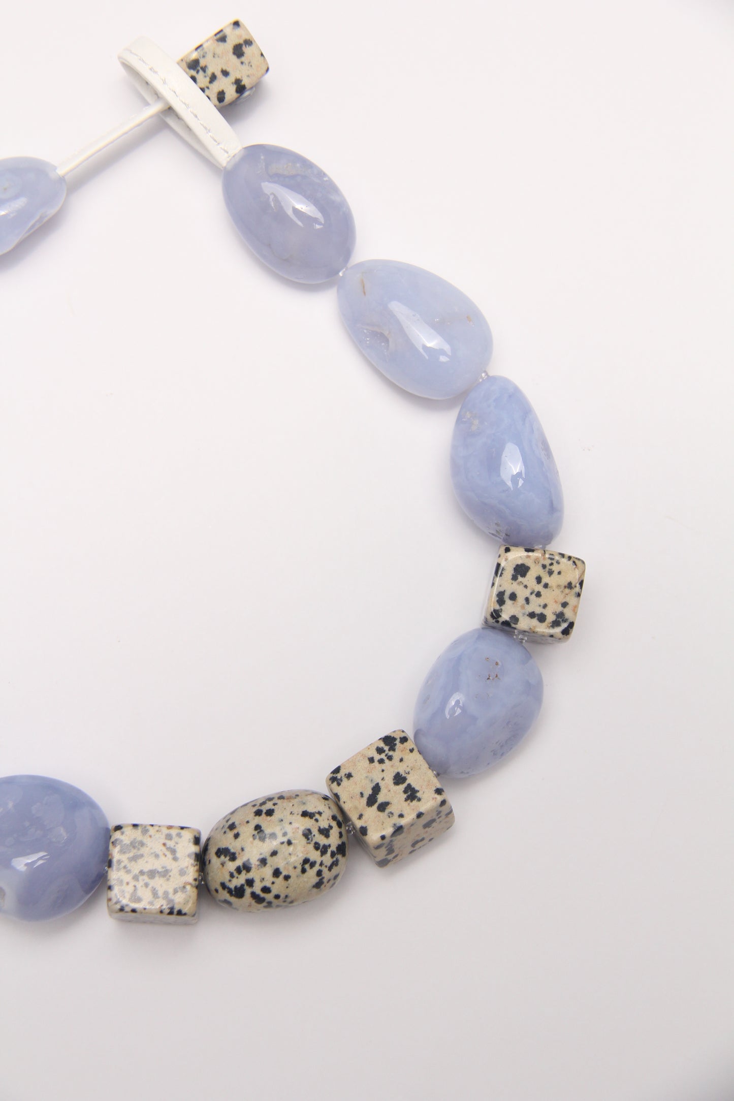 Necklace: blue lace agate, dalmatian jasper