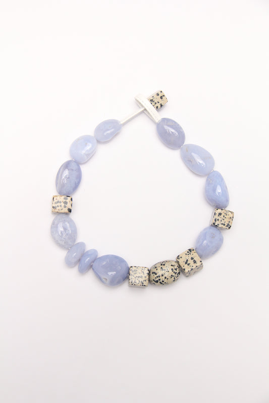 Necklace: blue lace agate, dalmatian jasper