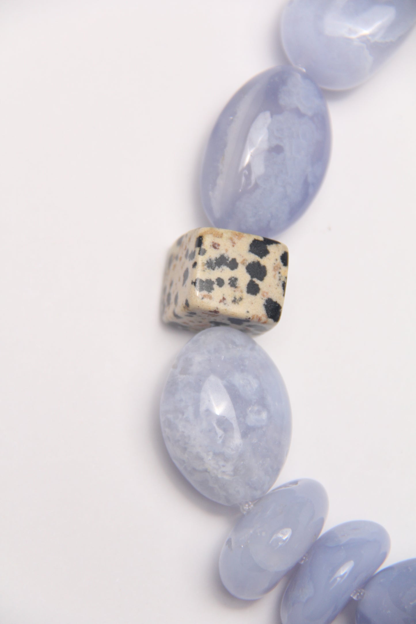 Necklace: blue lace agate, dalmatian jasper