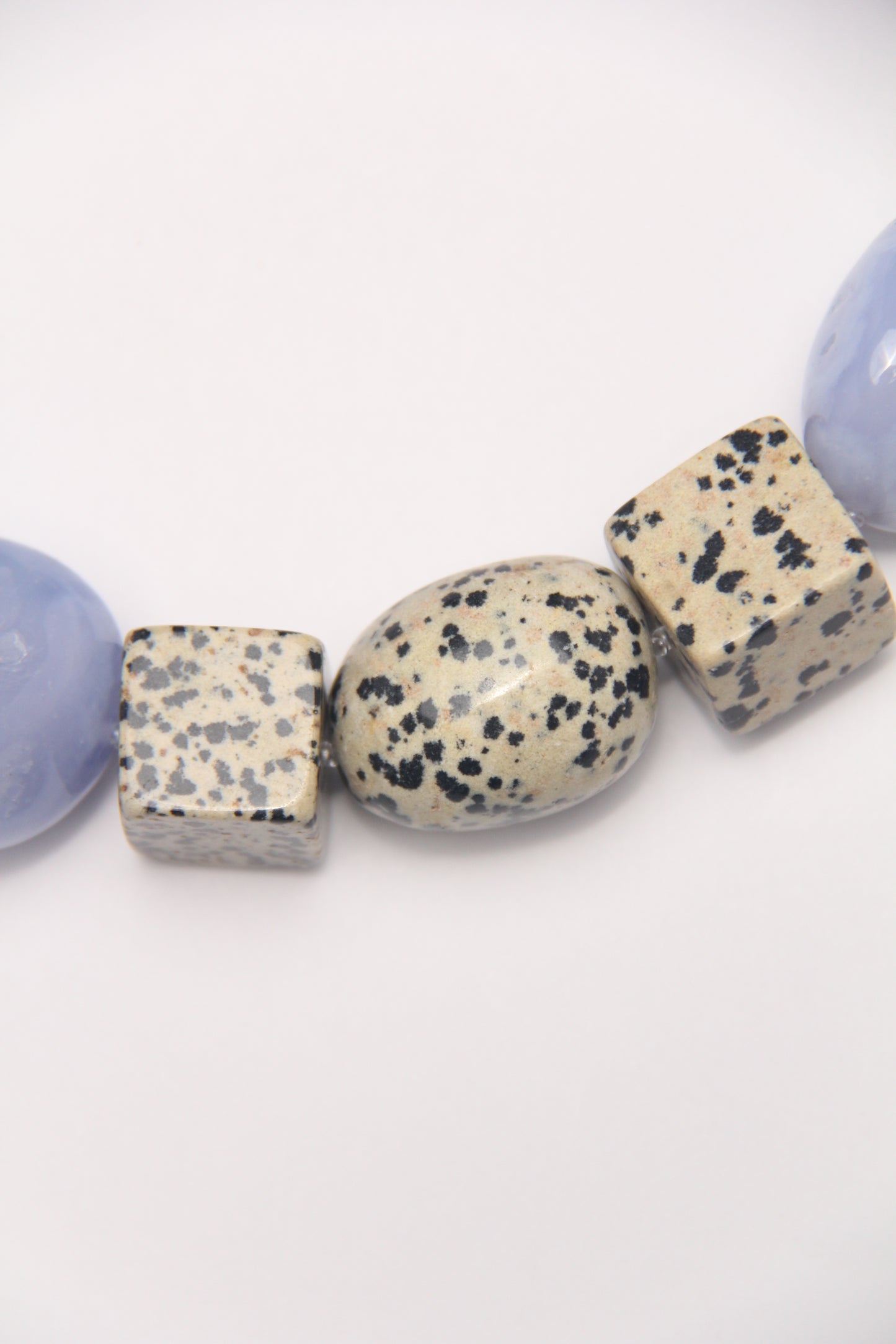 Necklace: blue lace agate, dalmatian jasper