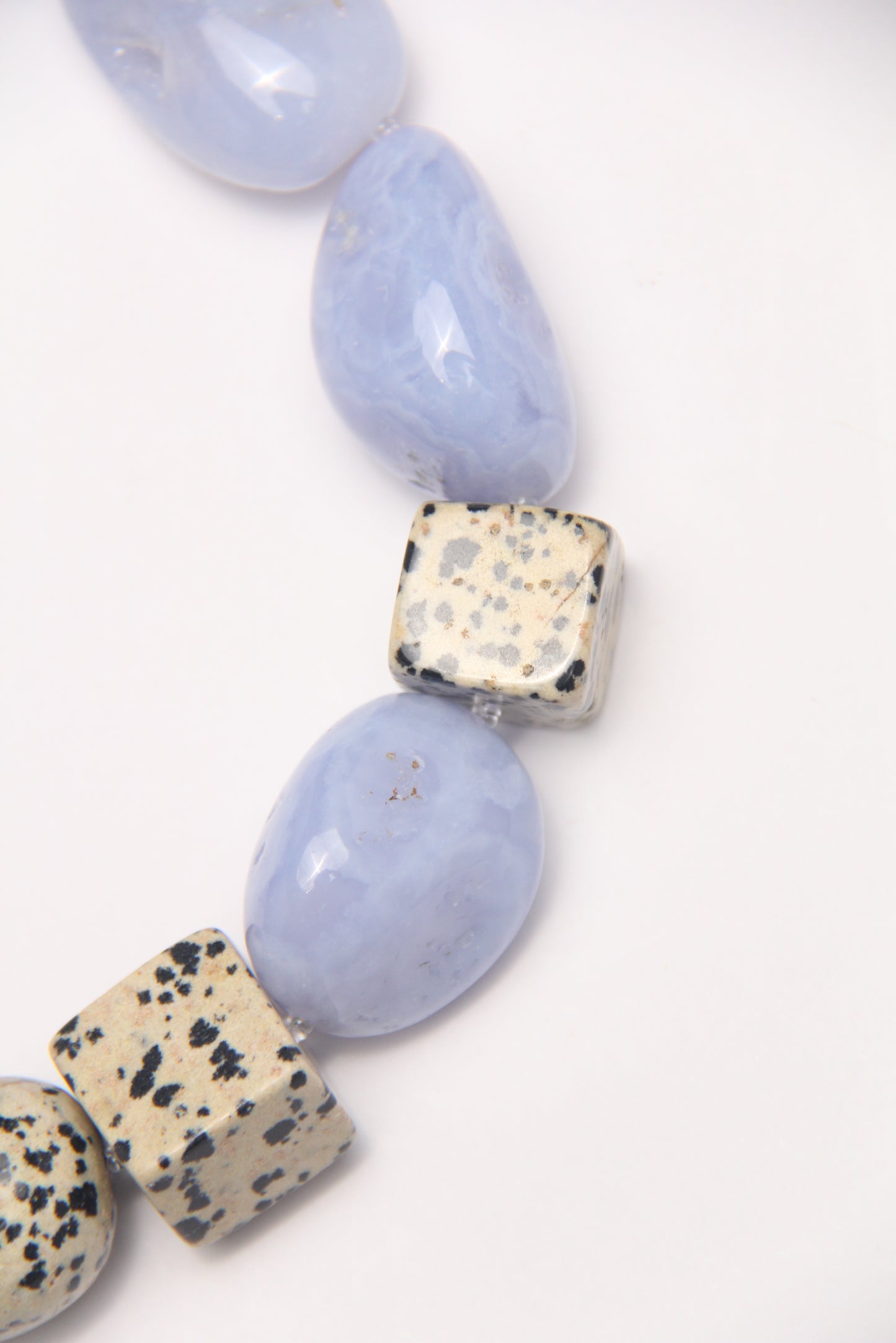 Necklace: blue lace agate, dalmatian jasper