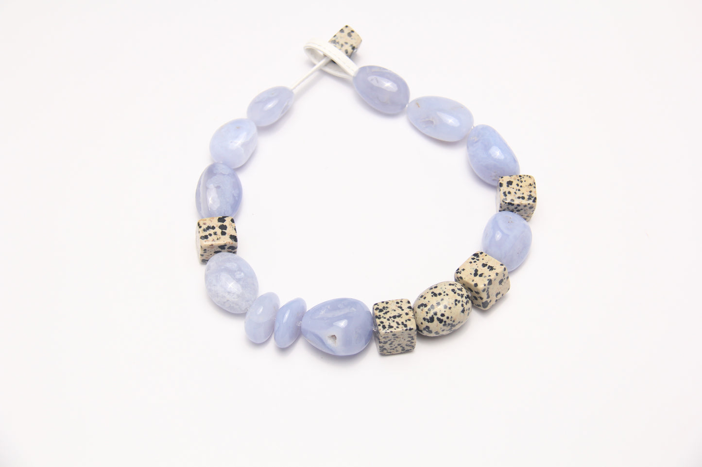 Necklace: blue lace agate, dalmatian jasper