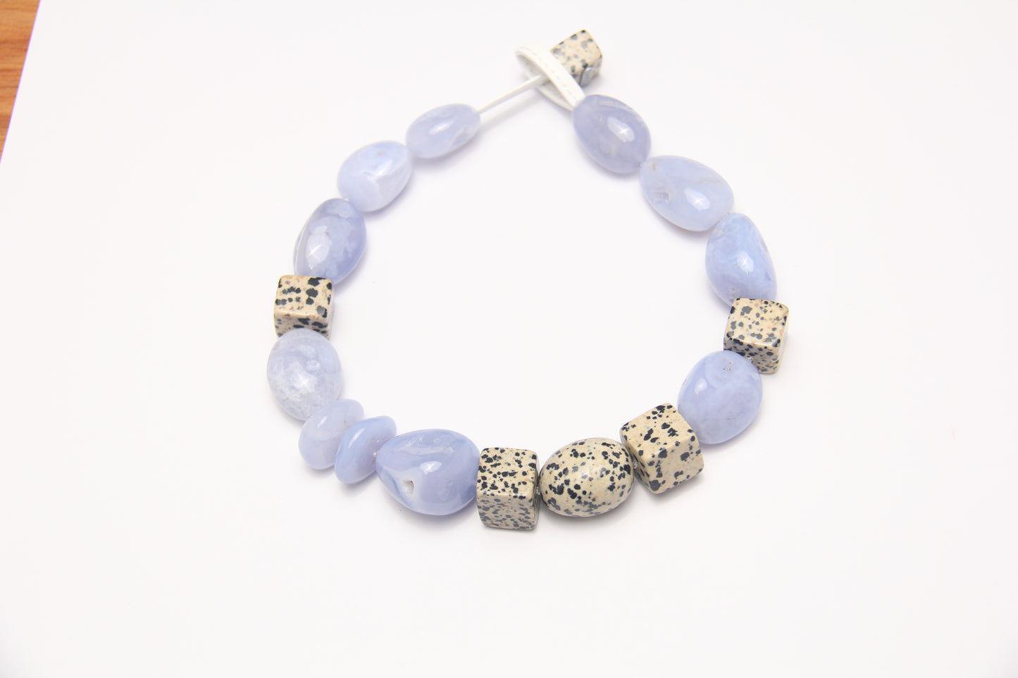 Necklace: blue lace agate, dalmatian jasper