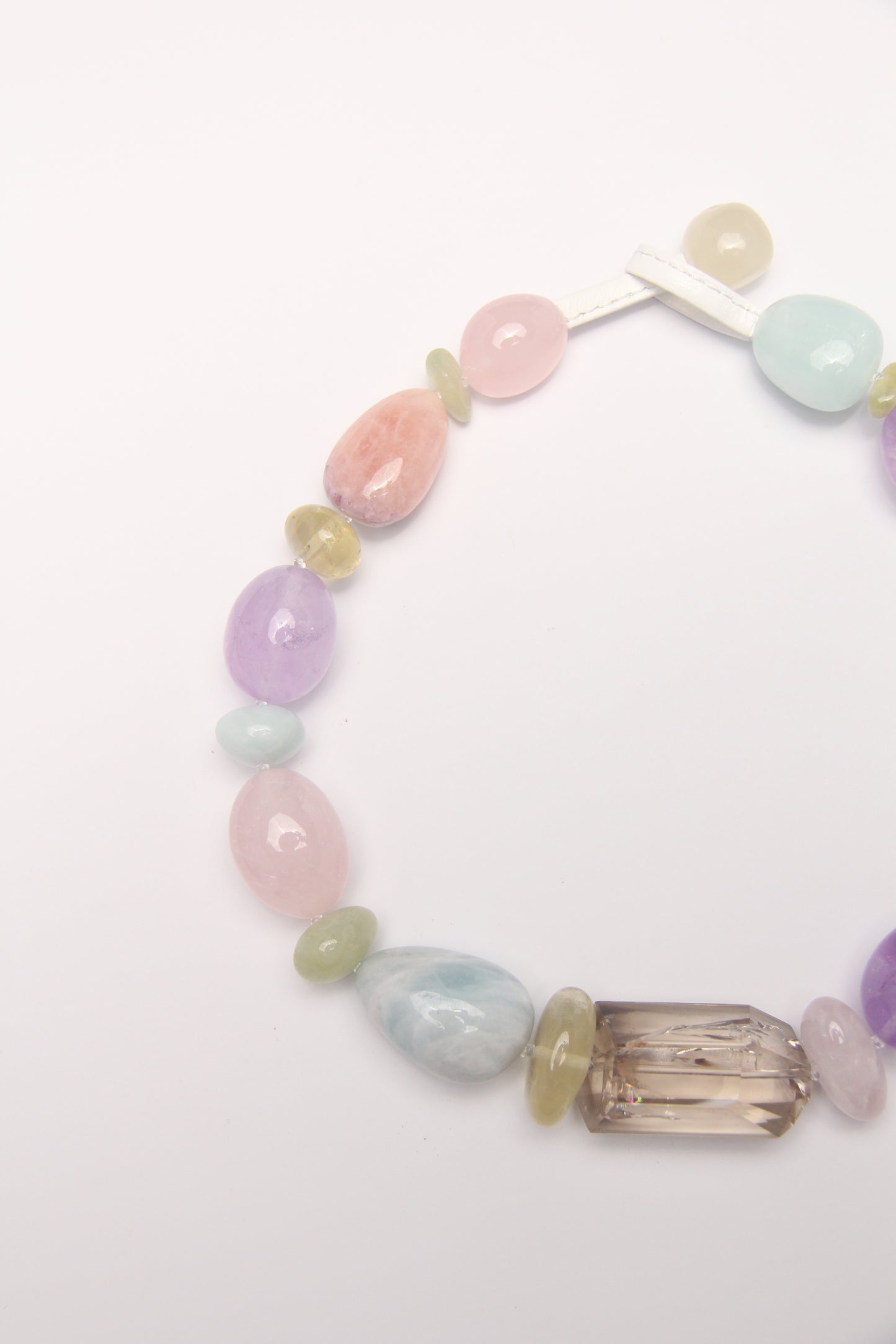 Necklace: smoky quartz, morganite, amethyst, aquamarine, rose quartz, citrine