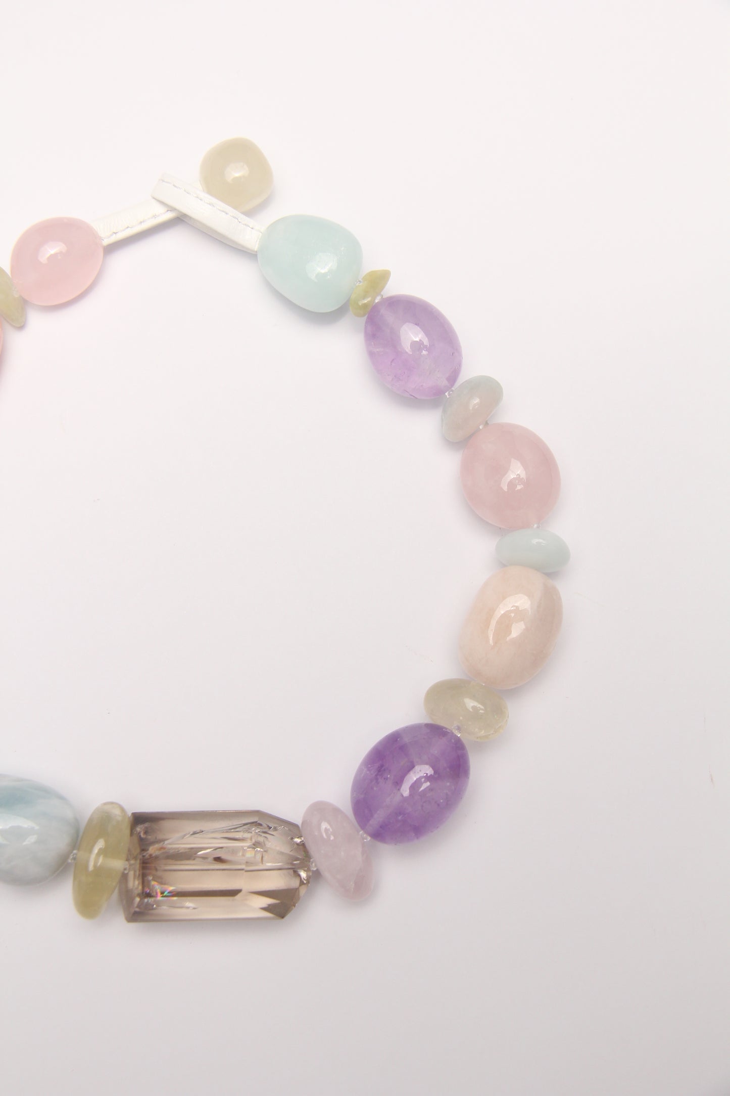 Necklace: smoky quartz, morganite, amethyst, aquamarine, rose quartz, citrine