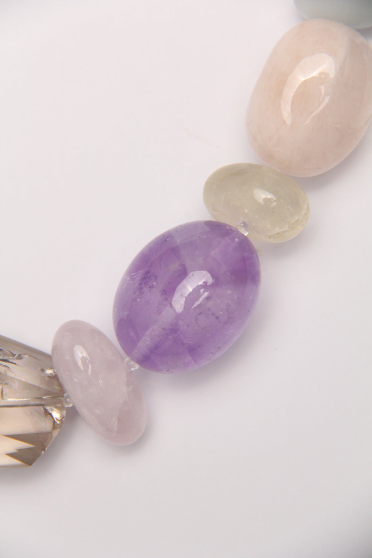 Necklace: smoky quartz, morganite, amethyst, aquamarine, rose quartz, citrine