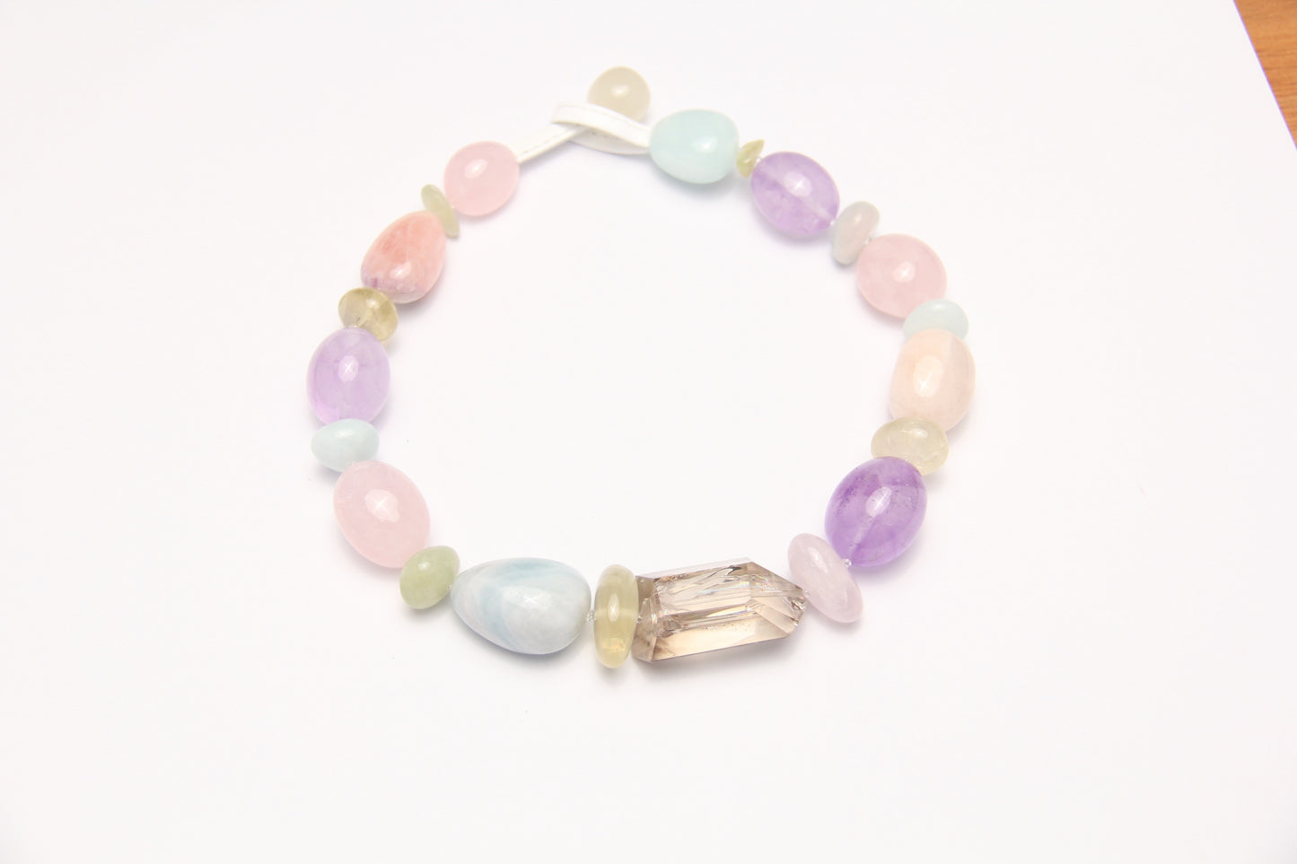 Necklace: smoky quartz, morganite, amethyst, aquamarine, rose quartz, citrine