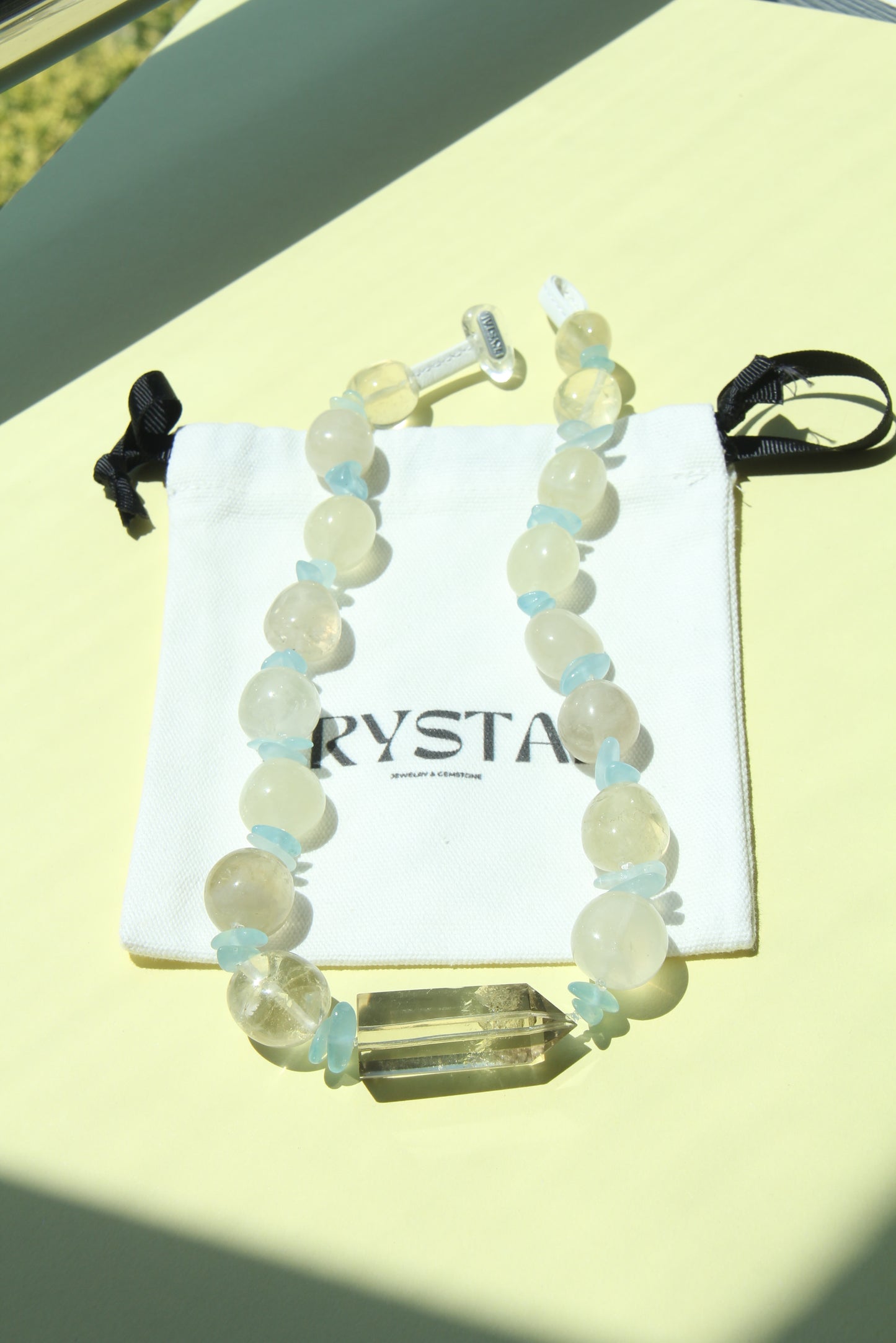 Necklace: citrine, aquamarine