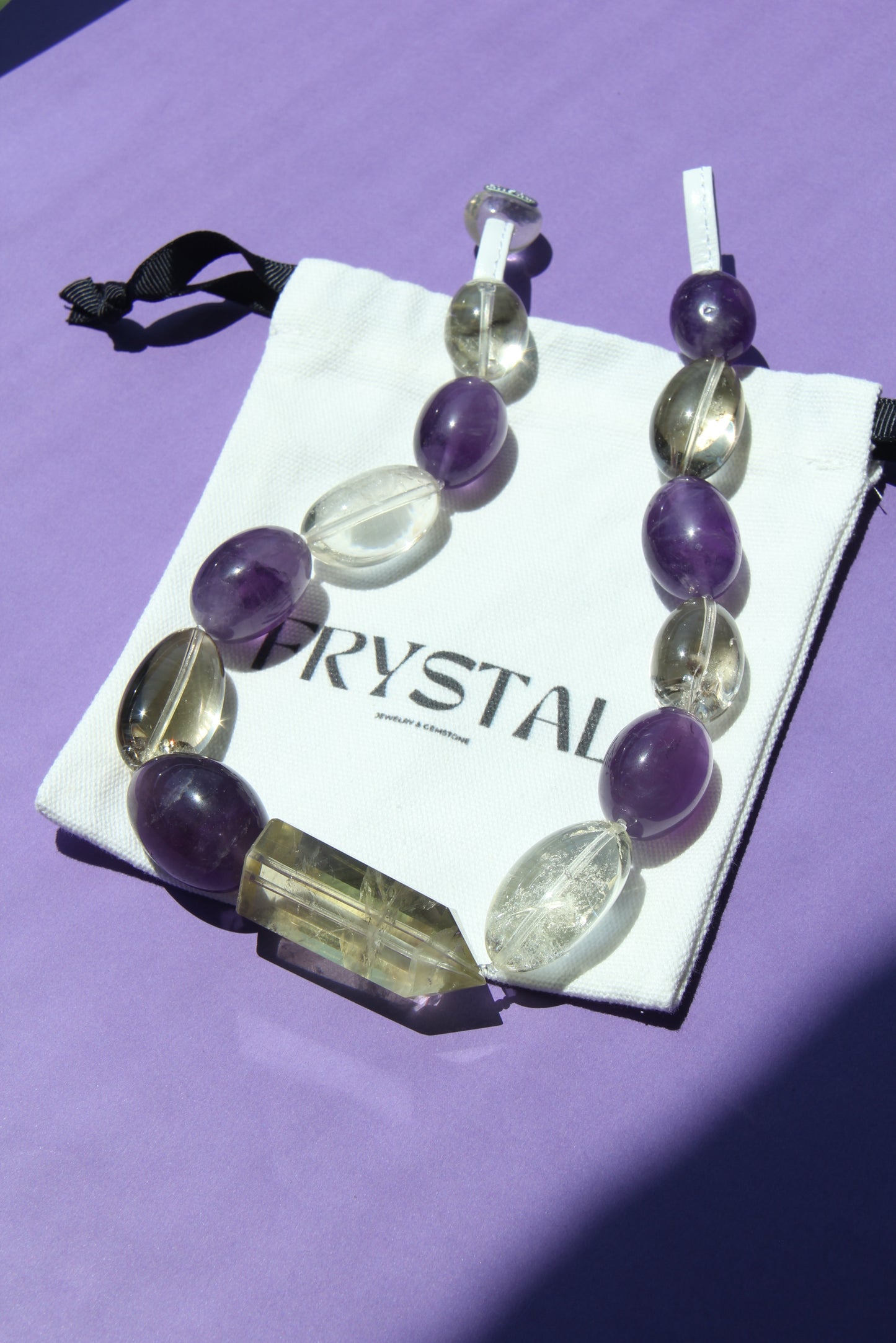 Necklace: citrine, amethyst