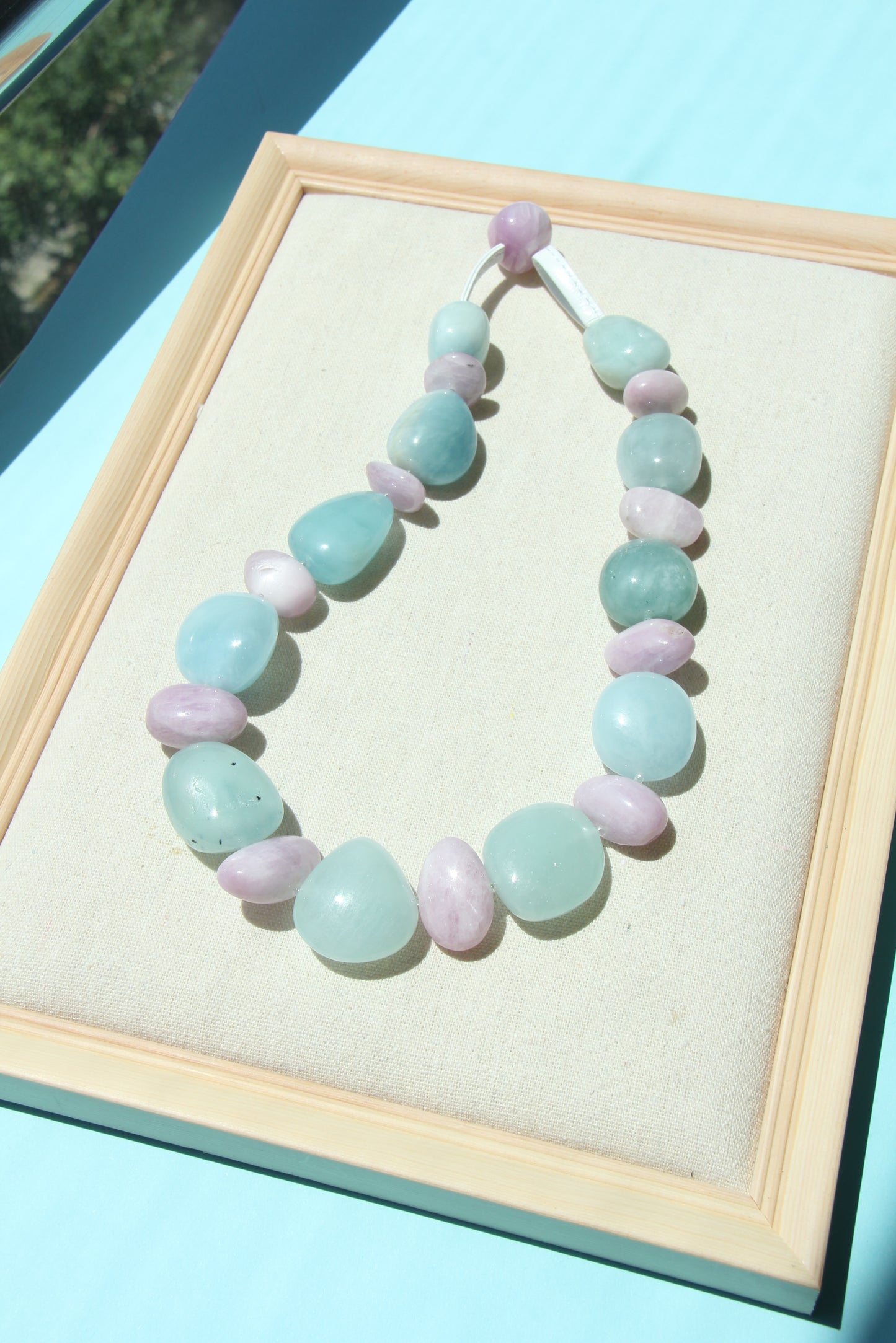 Necklace: aquamarine, kunzite