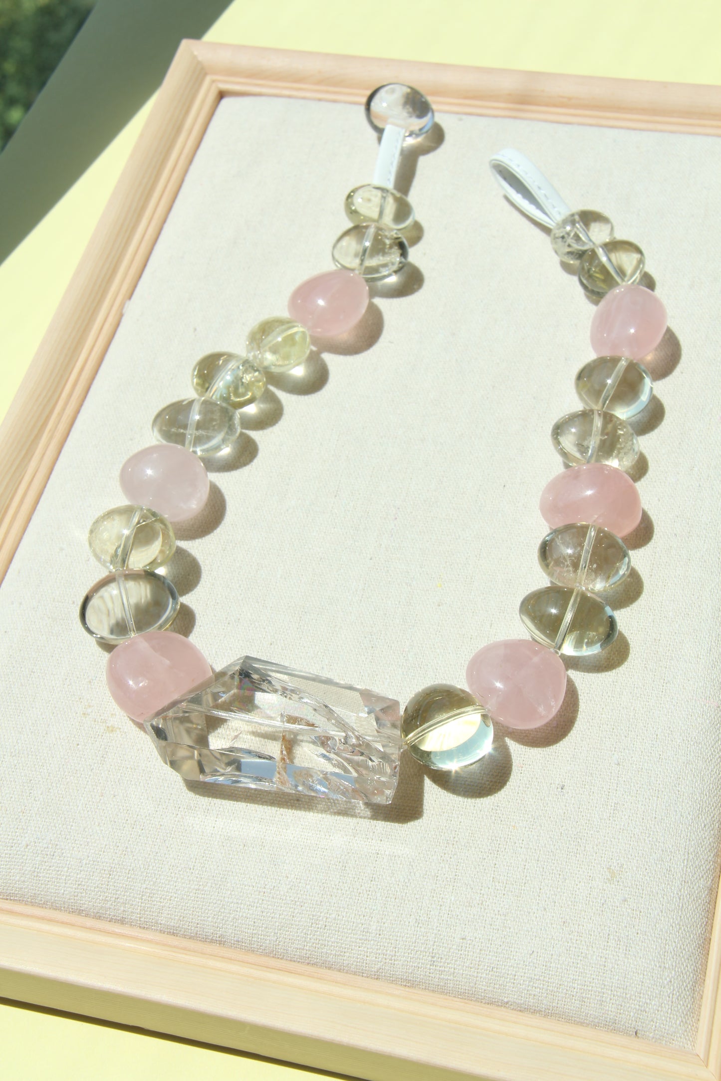 Necklace: quartz, rose quartz, citrine