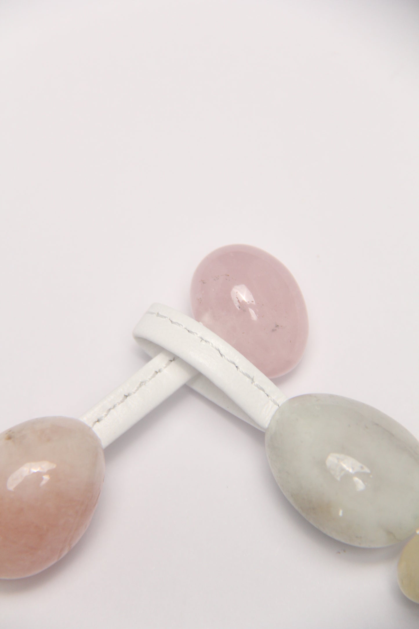 Necklace: quartz, morganite, amethyst, rose quartz, citrine, prehnite