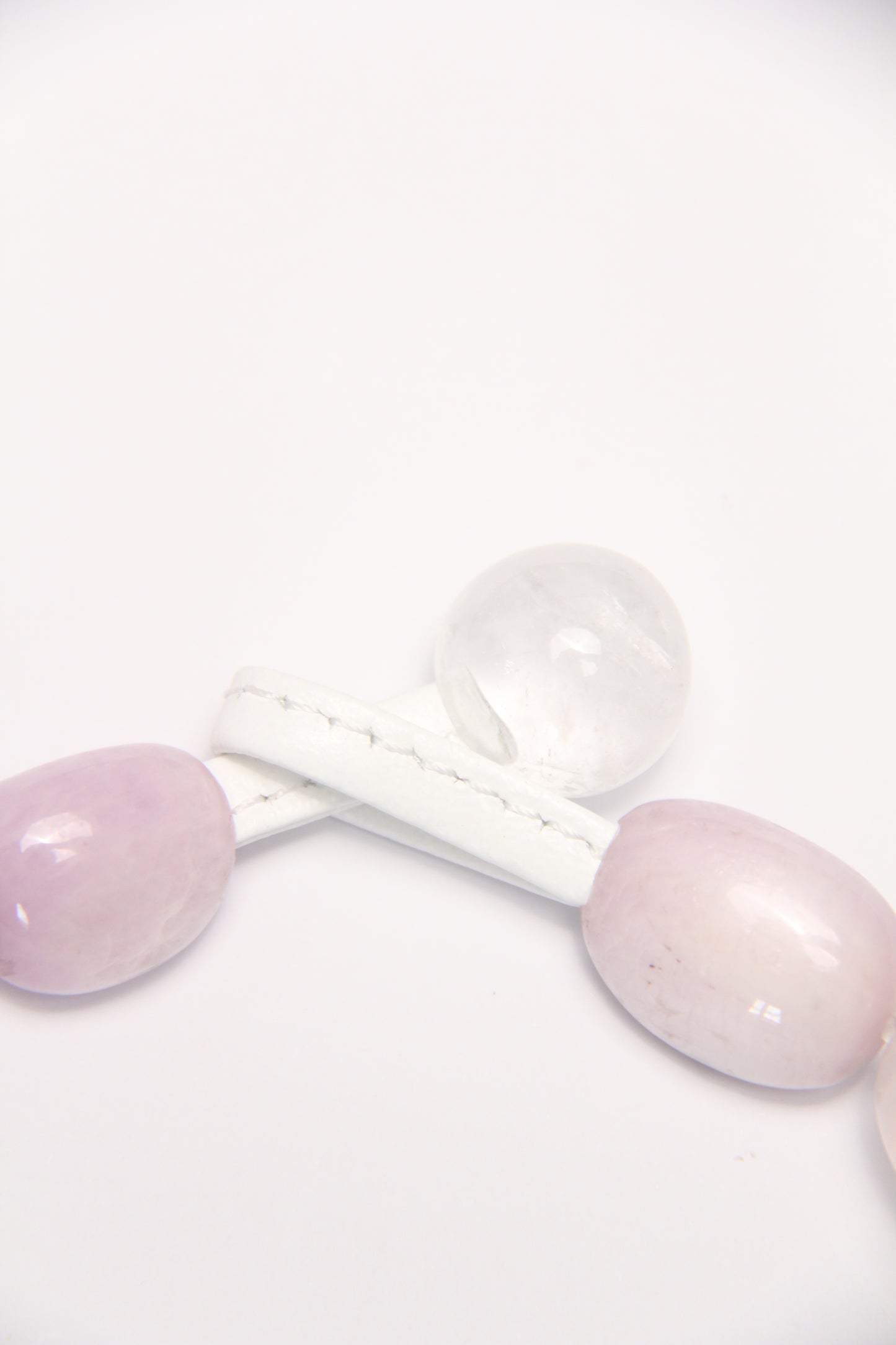 Necklace: kunzite, rose quartz, pearls