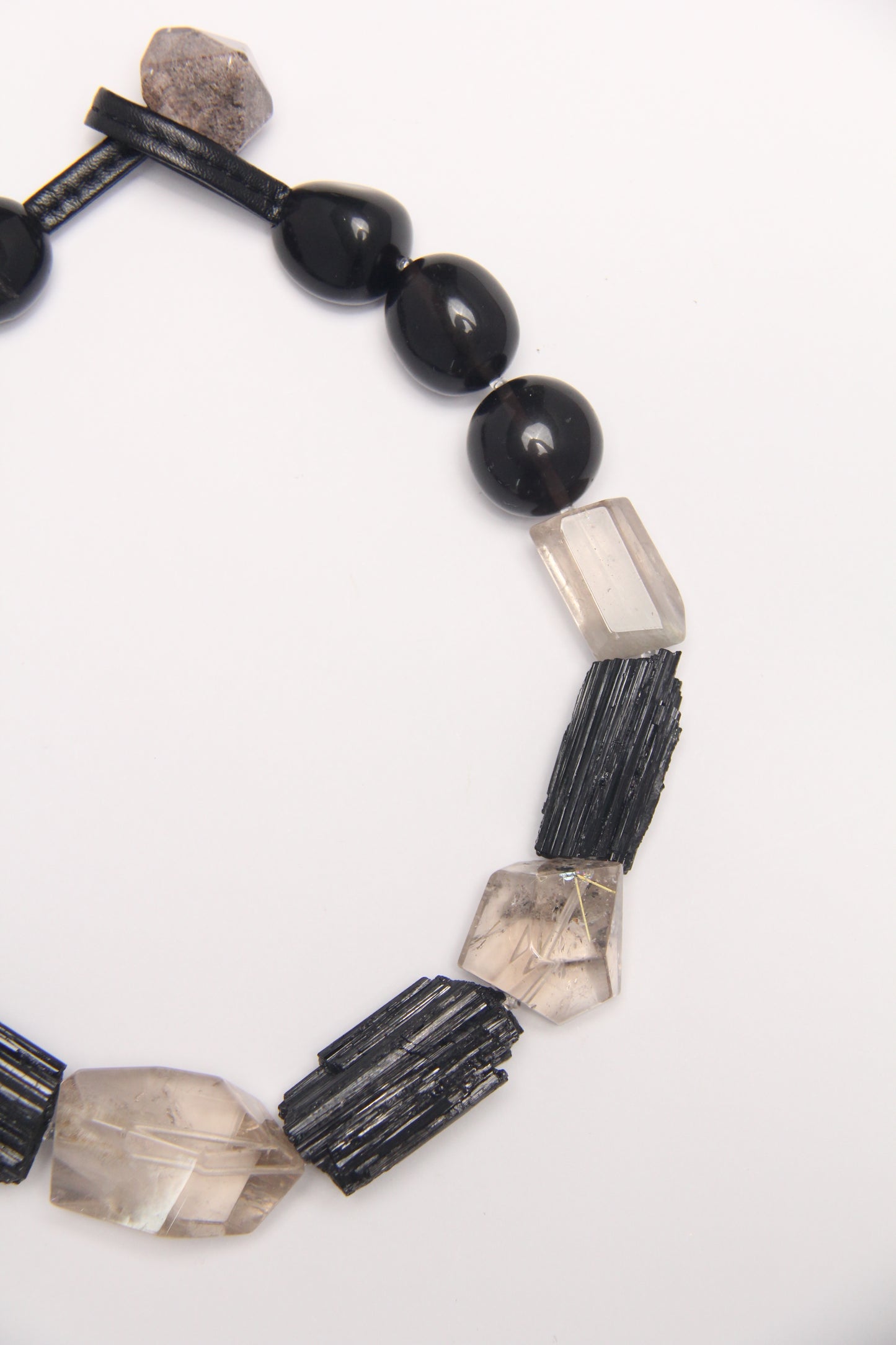 Necklace: tourmaline, rutilated quartz, obsidian