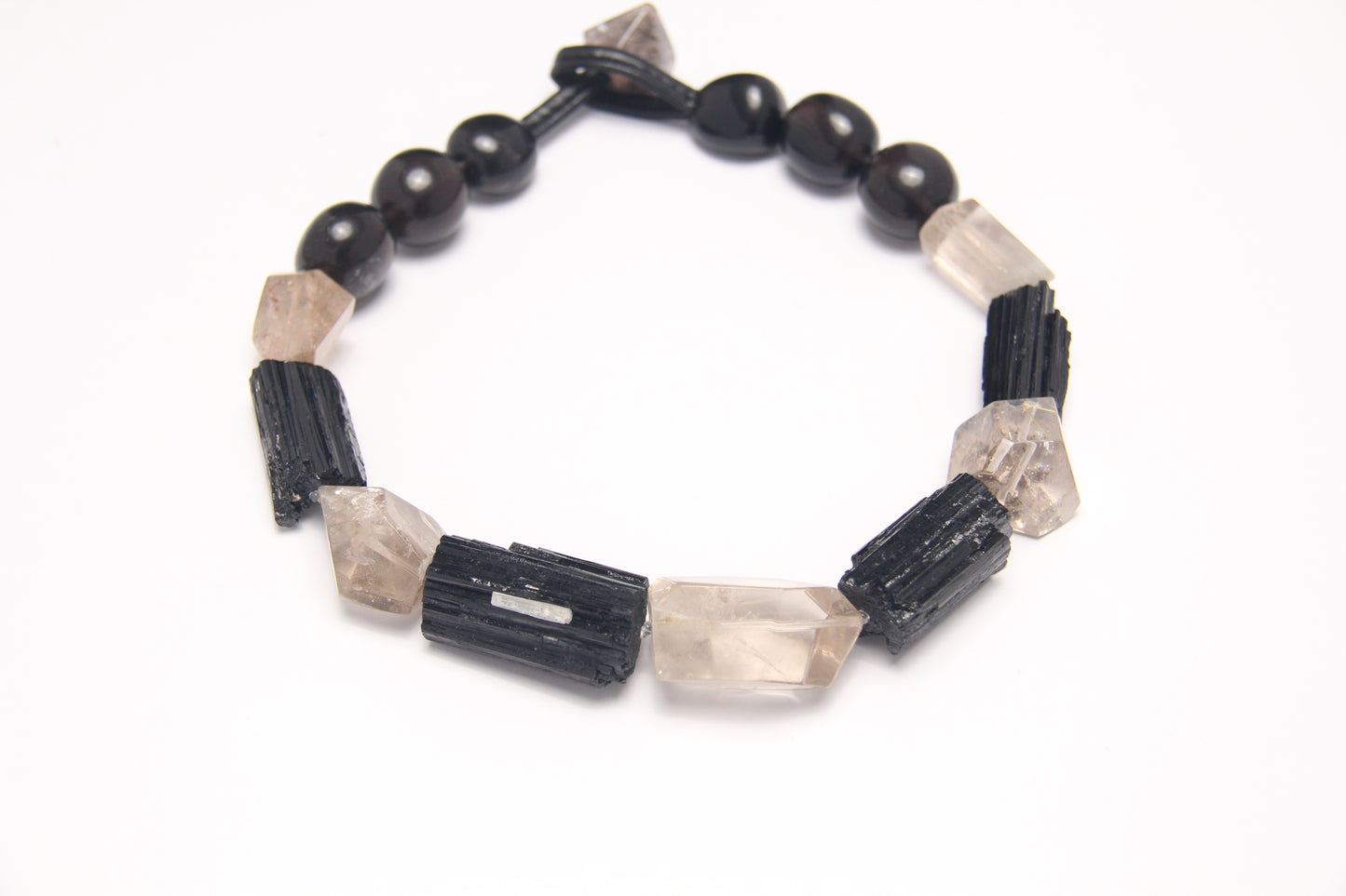 Necklace: tourmaline, rutilated quartz, obsidian