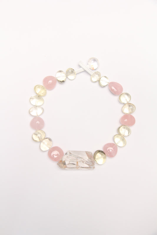 Necklace: quartz, rose quartz, citrine