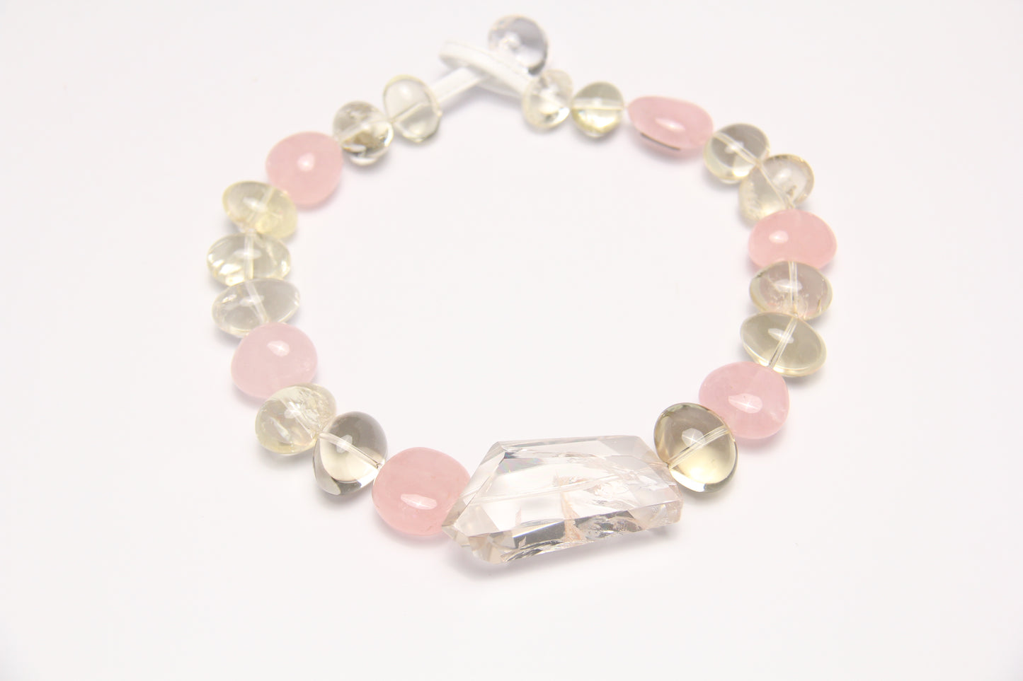 Necklace: quartz, rose quartz, citrine