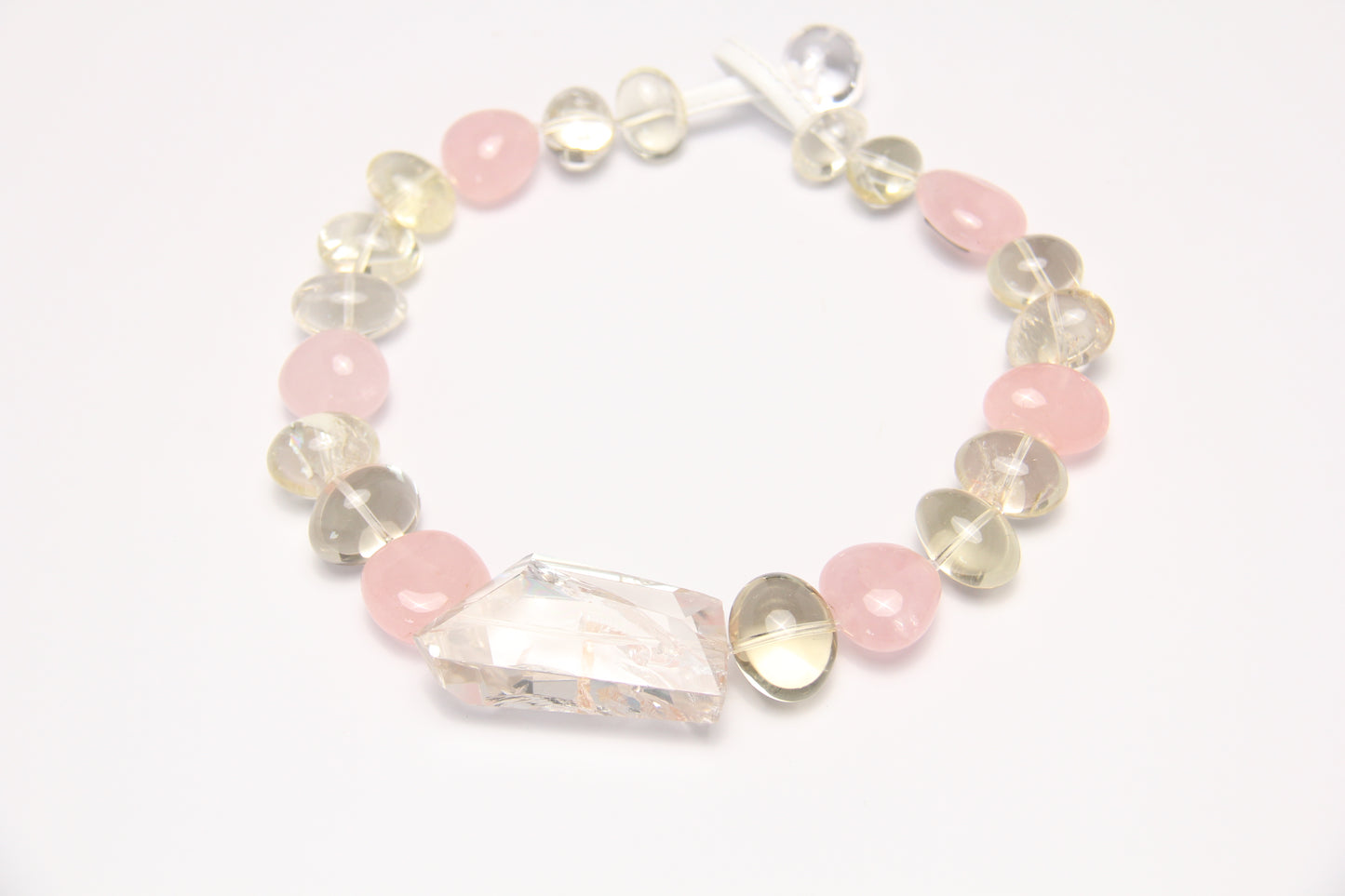 Necklace: quartz, rose quartz, citrine