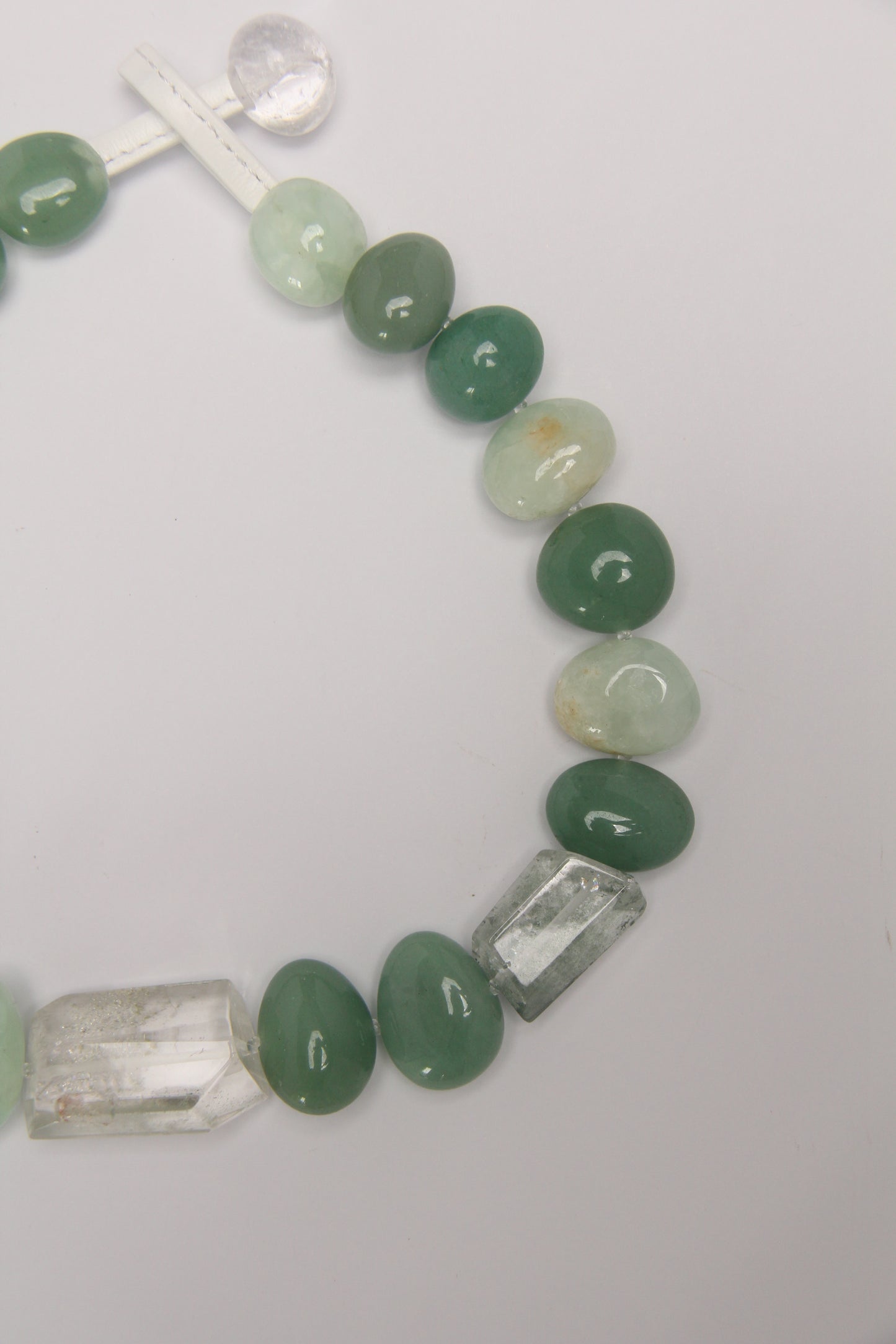 Necklace: phantom quartz, green aventurine, prehnite