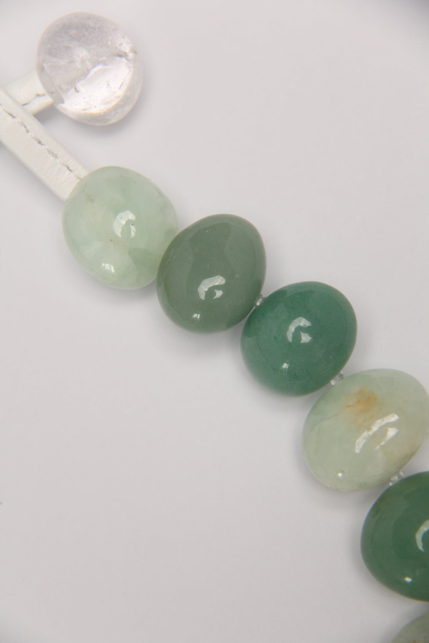 Necklace: phantom quartz, green aventurine, prehnite