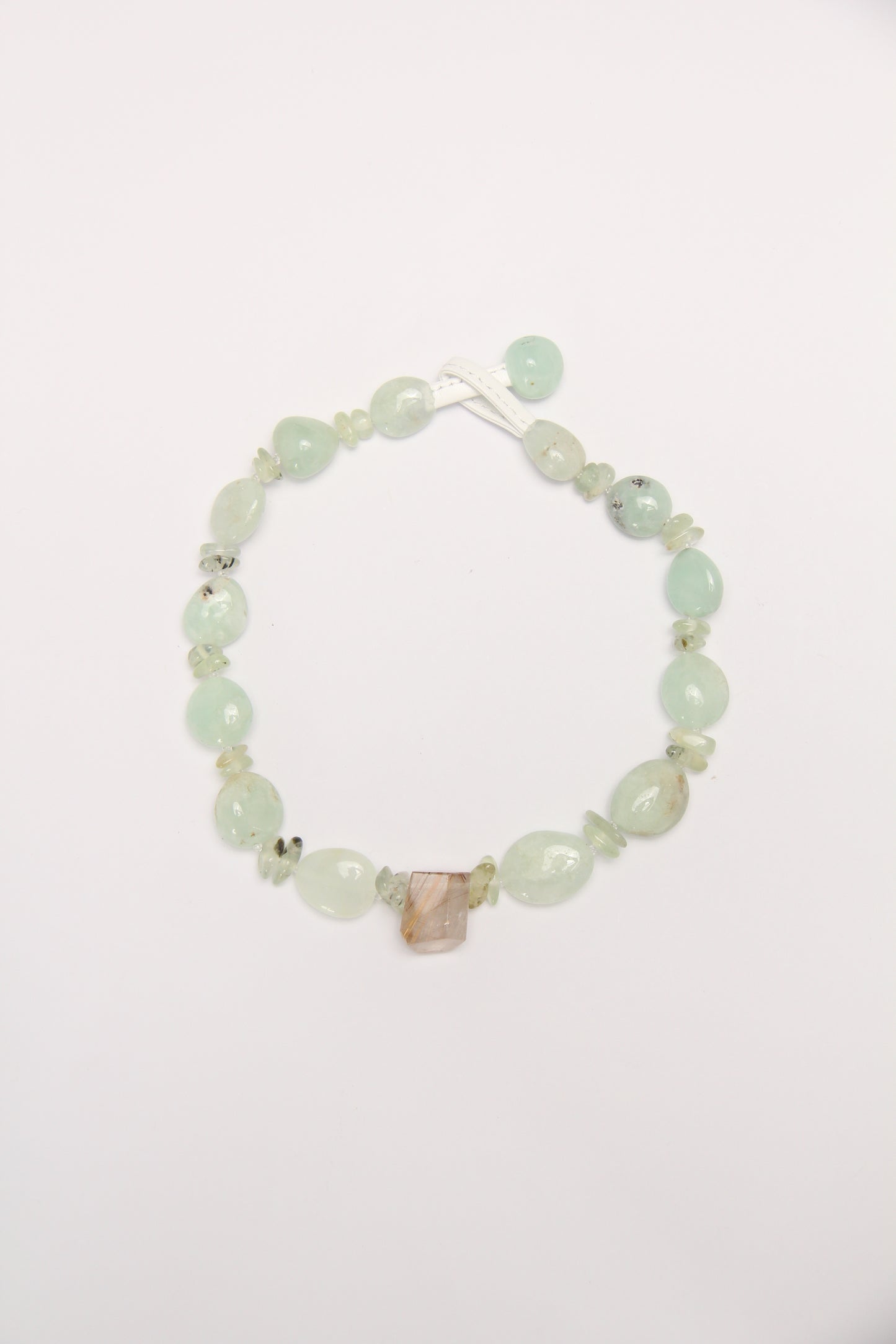 Necklace: rutilated quartz, prehnite