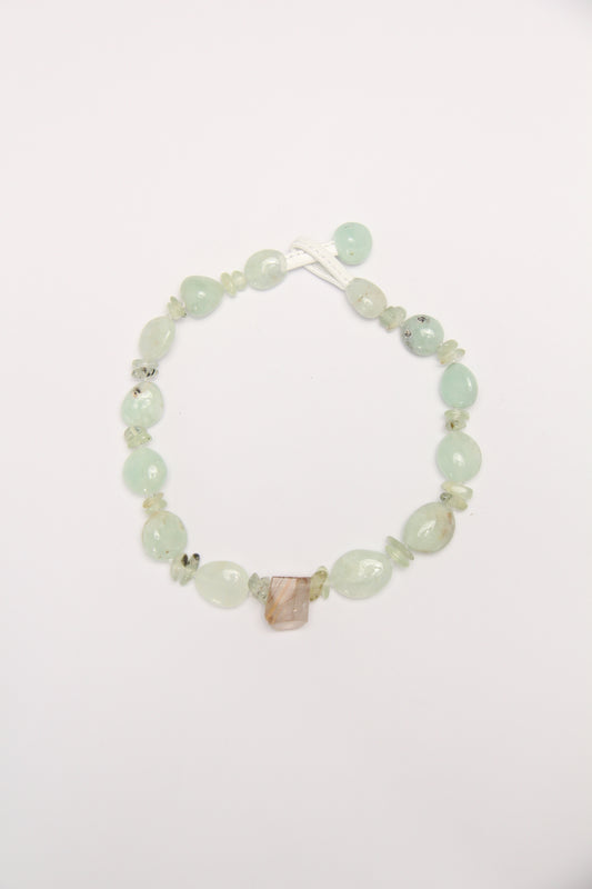 Necklace: rutilated quartz, prehnite