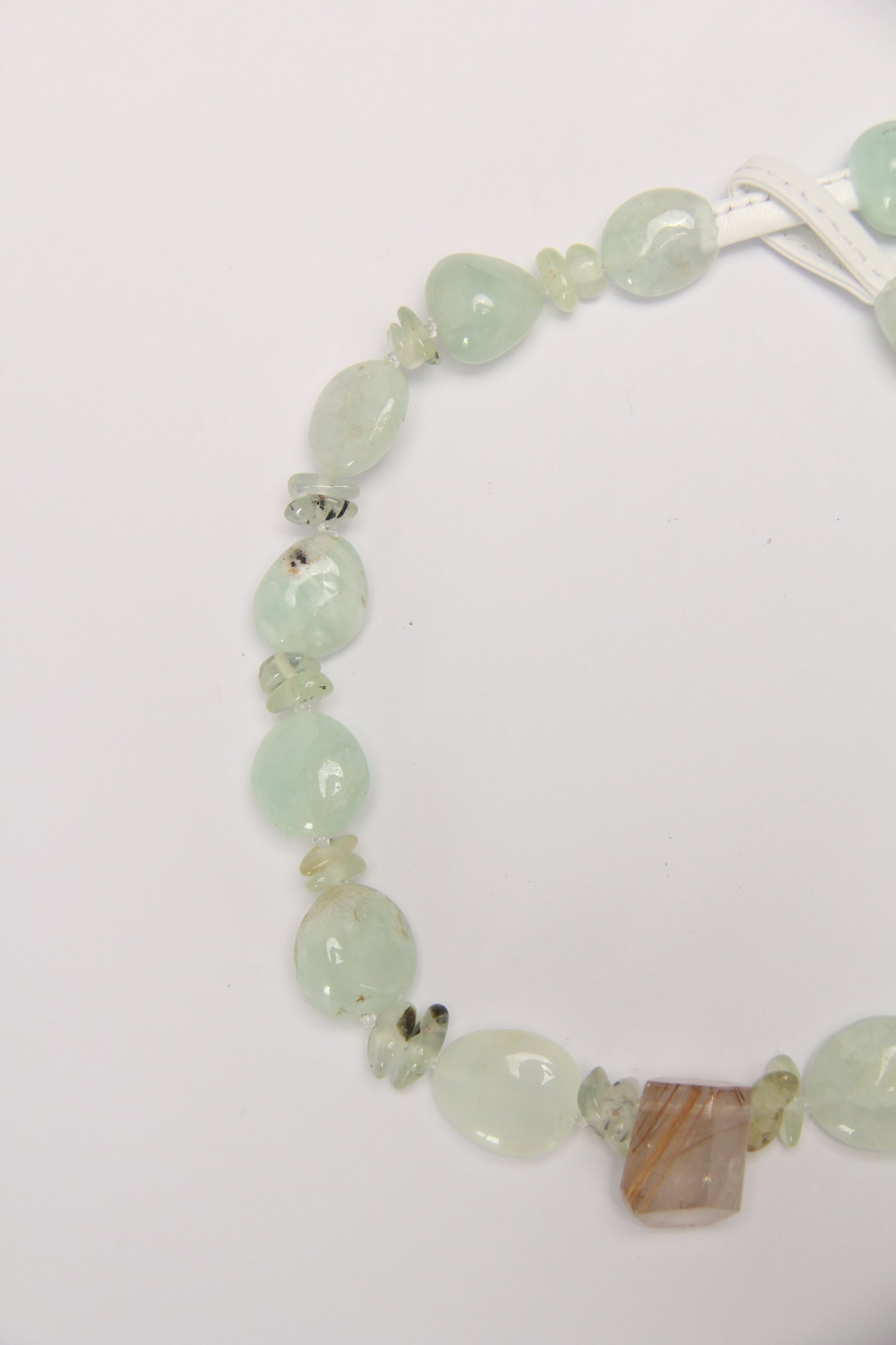 Necklace: rutilated quartz, prehnite