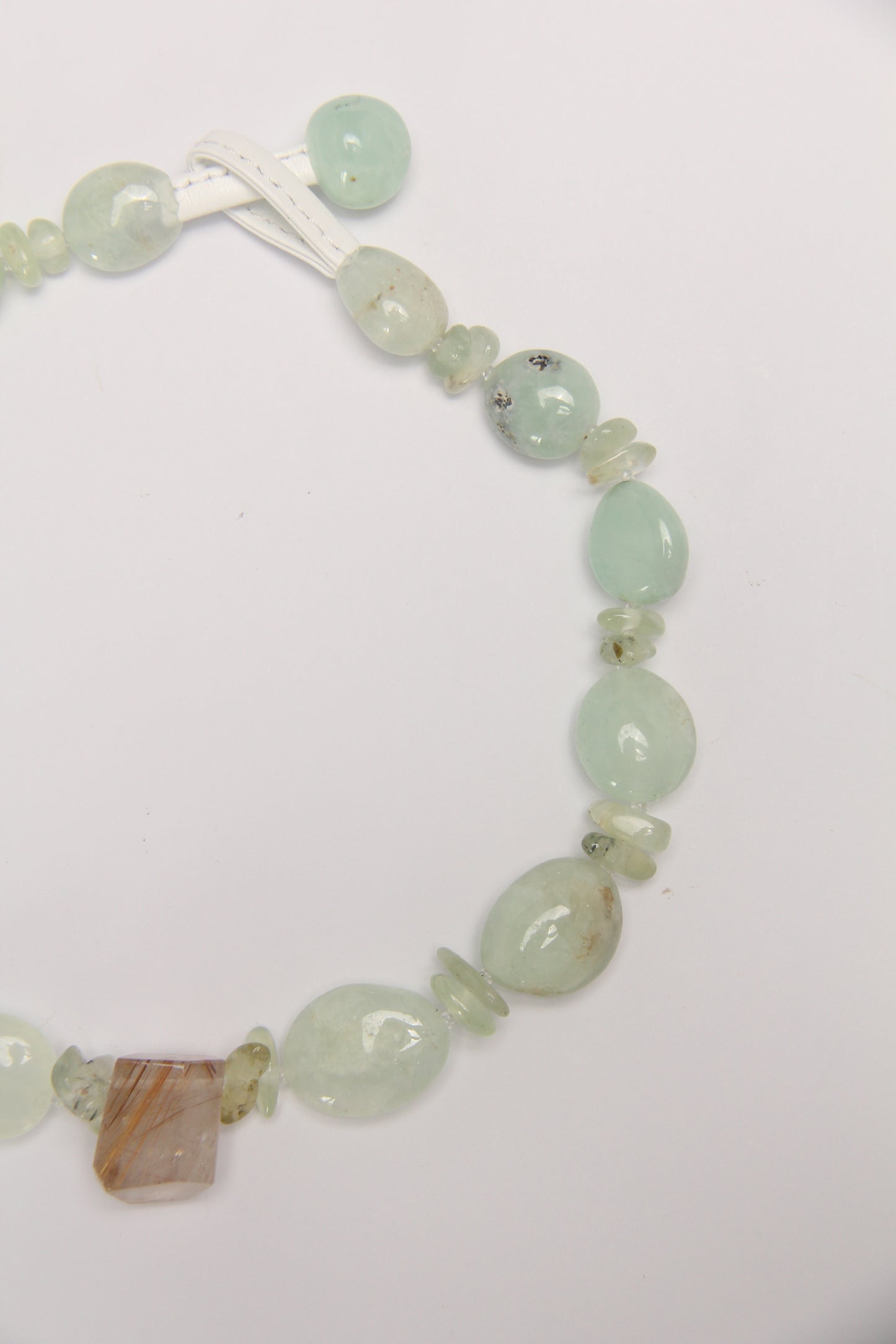 Necklace: rutilated quartz, prehnite