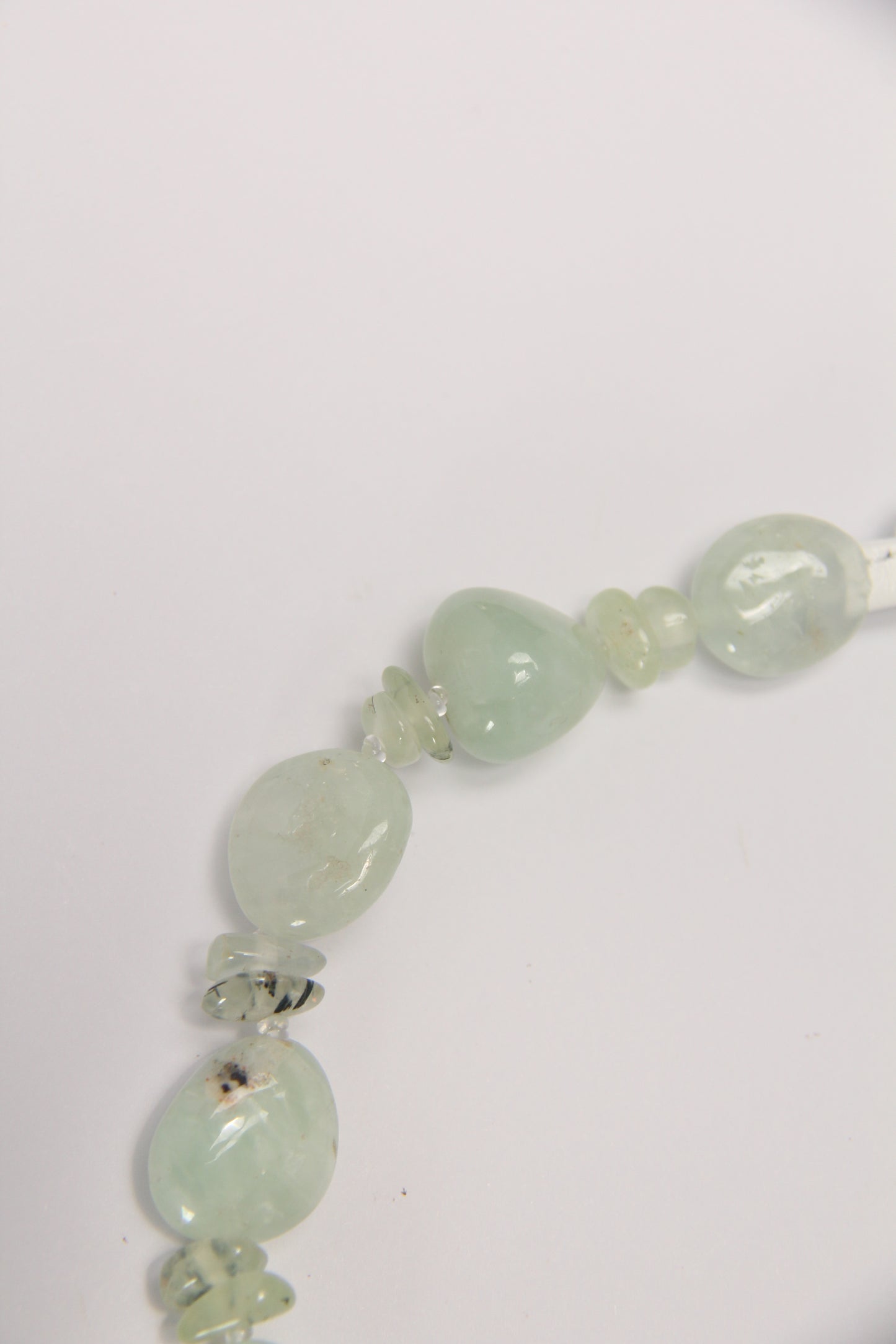 Necklace: rutilated quartz, prehnite