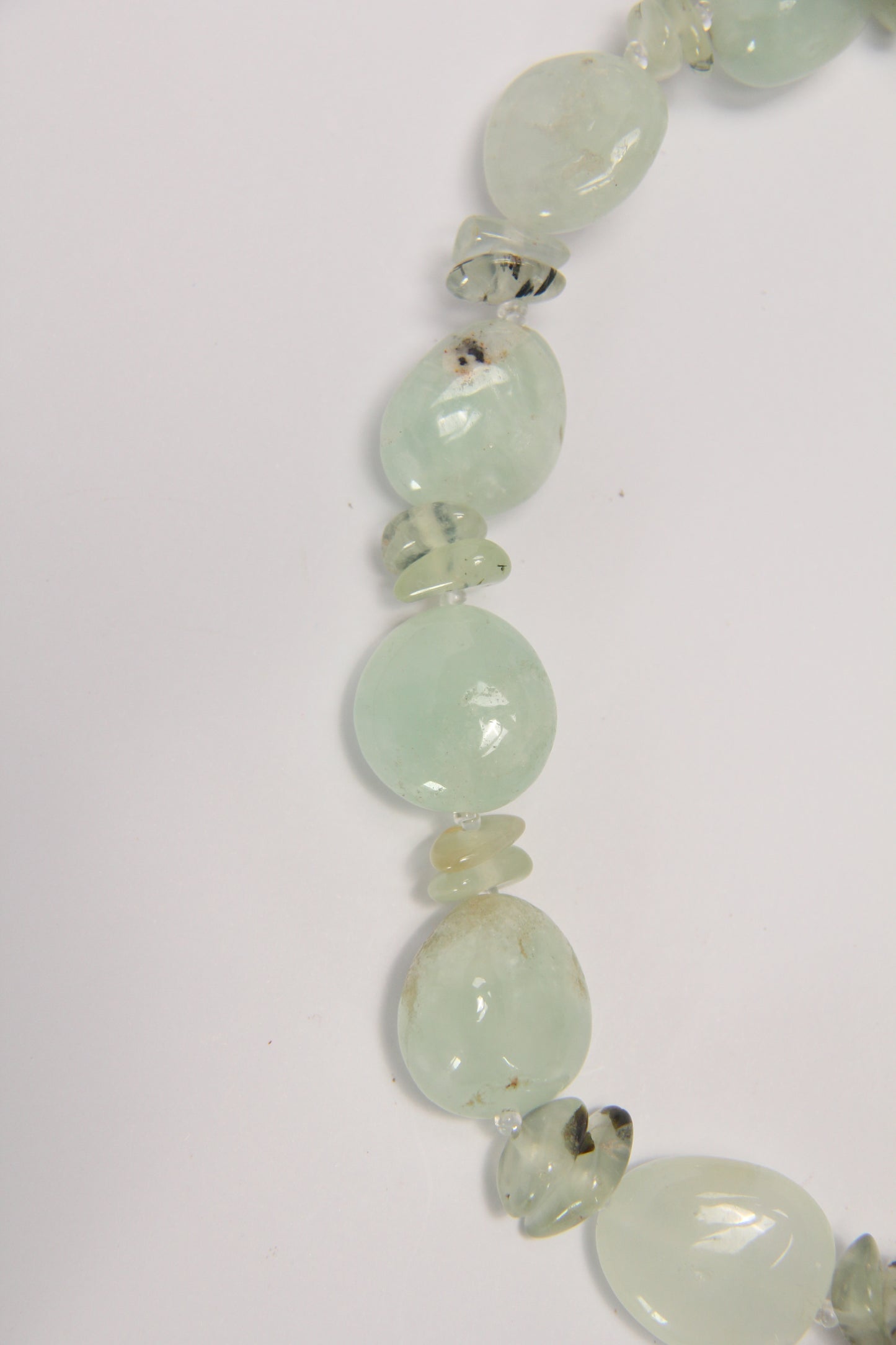 Necklace: rutilated quartz, prehnite