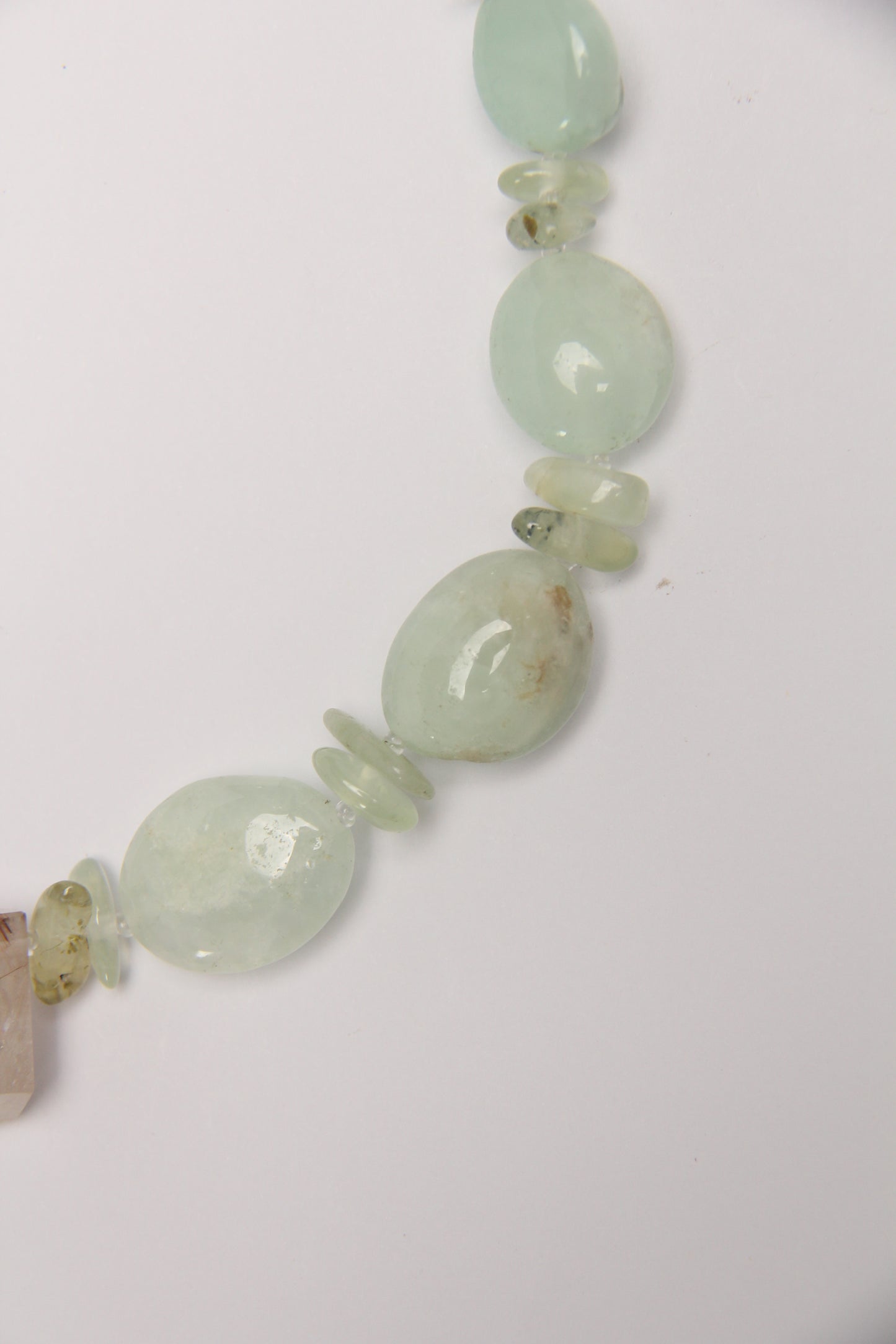 Necklace: rutilated quartz, prehnite