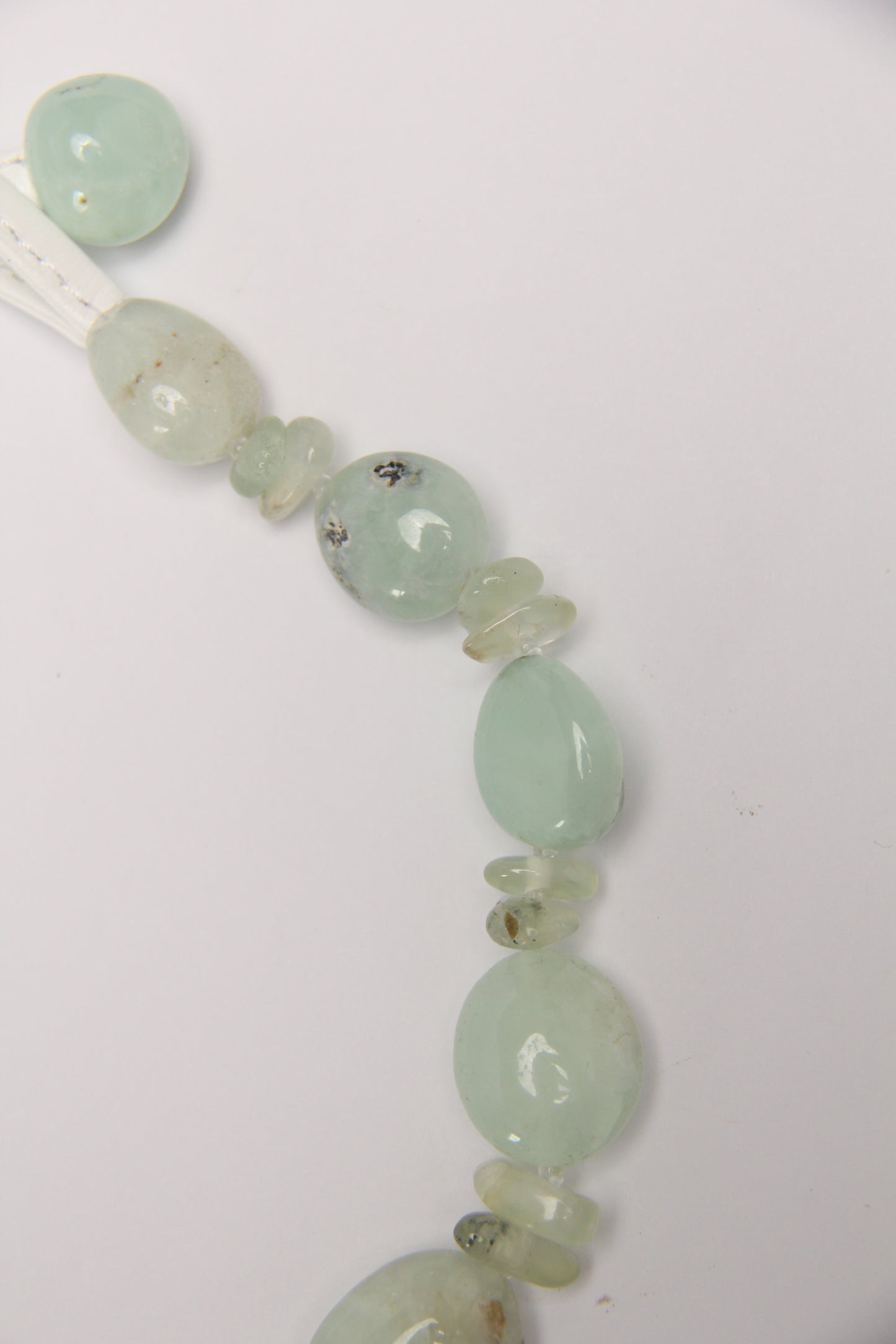 Necklace: rutilated quartz, prehnite