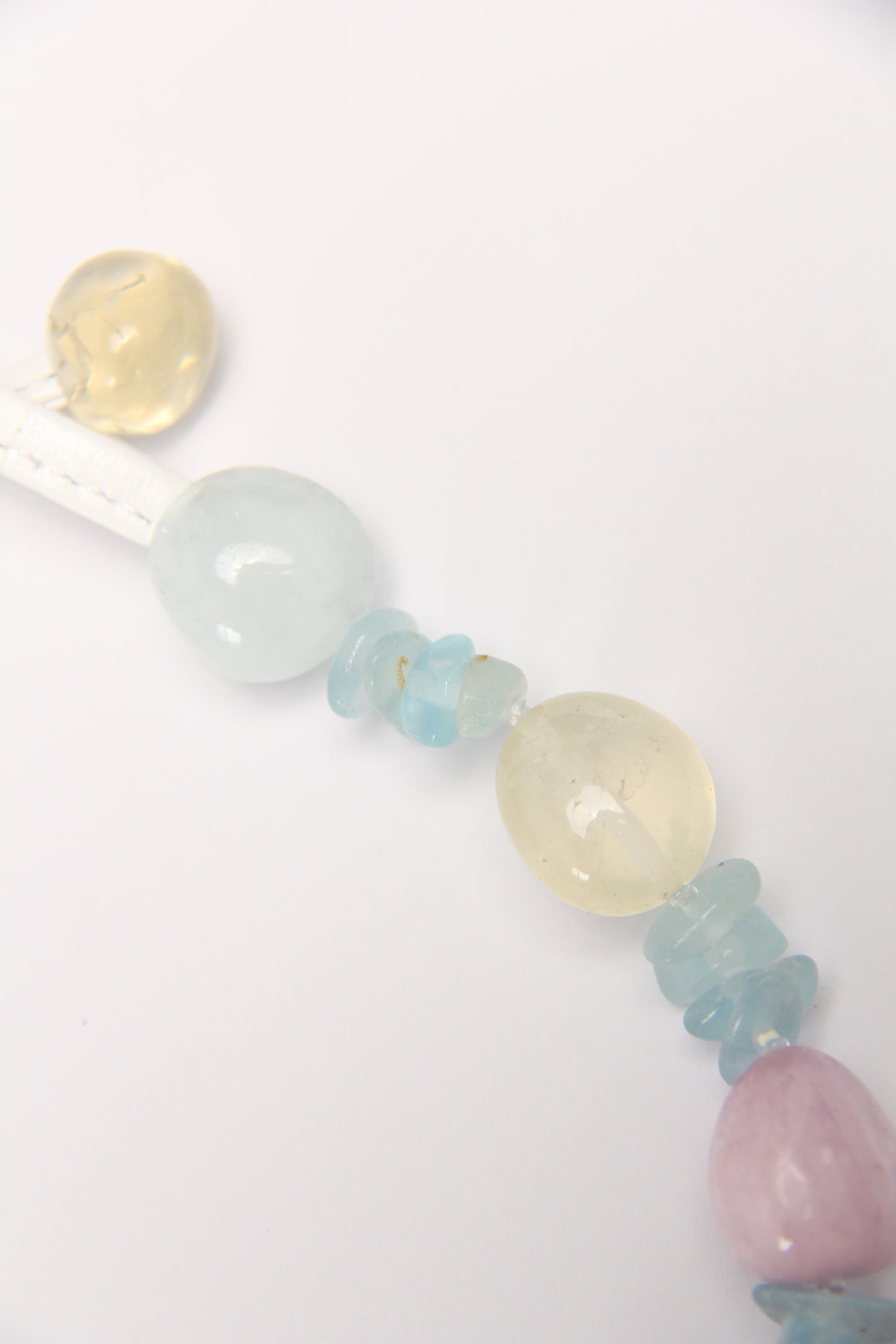 Necklace: citrine, morganite, kunzite, blue lace agate, aquamarine