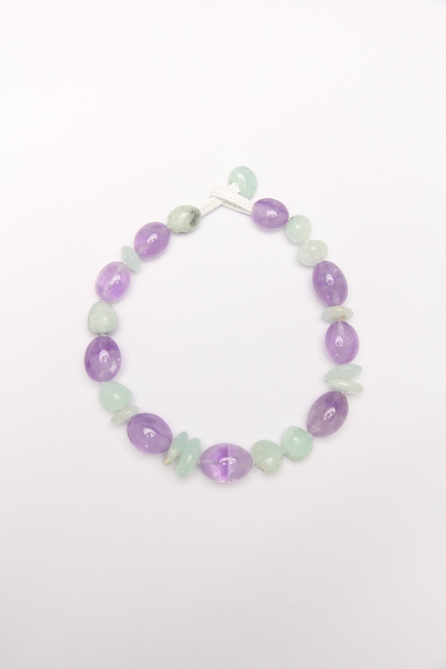 Necklace: amethyst, prehnite