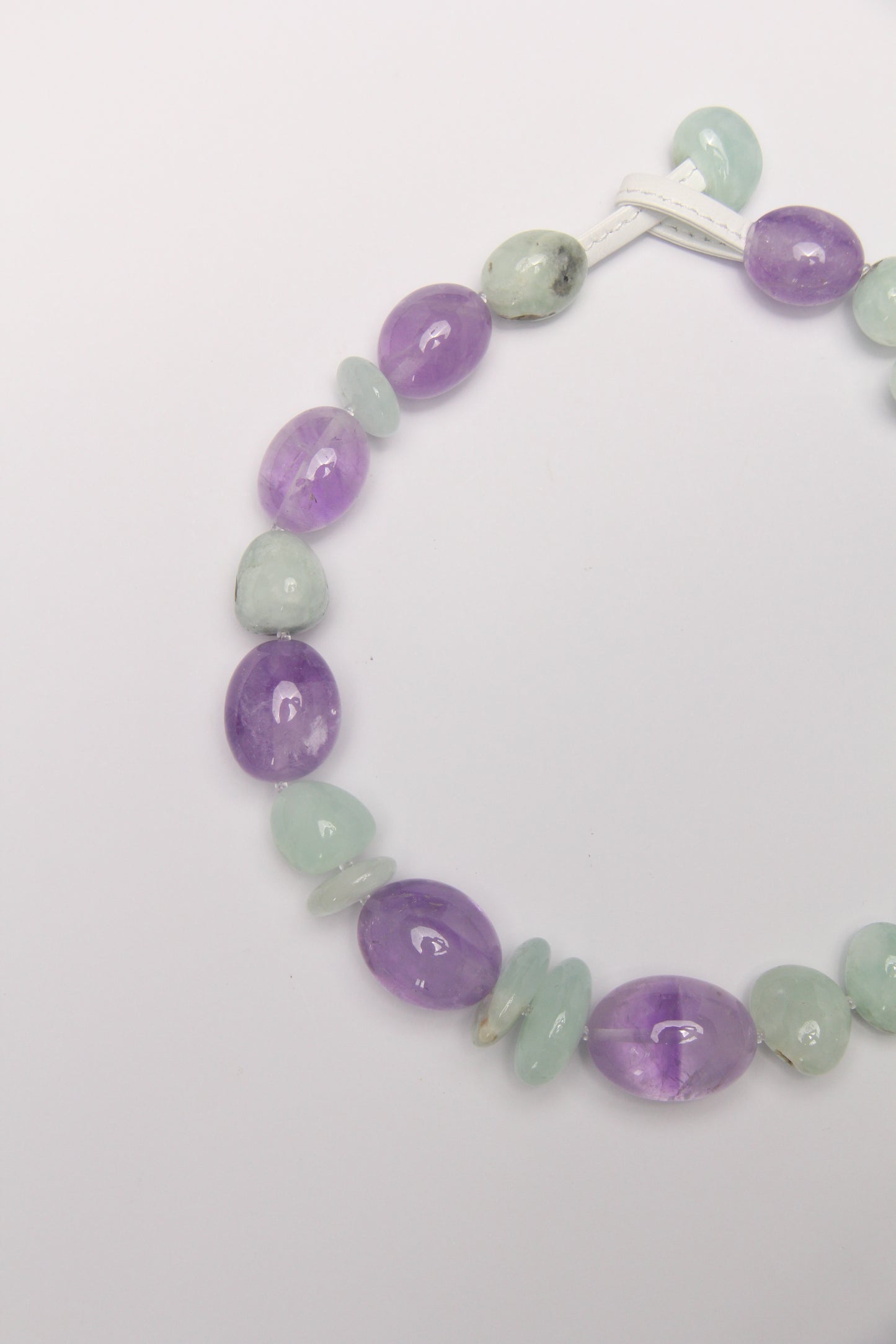 Necklace: amethyst, prehnite