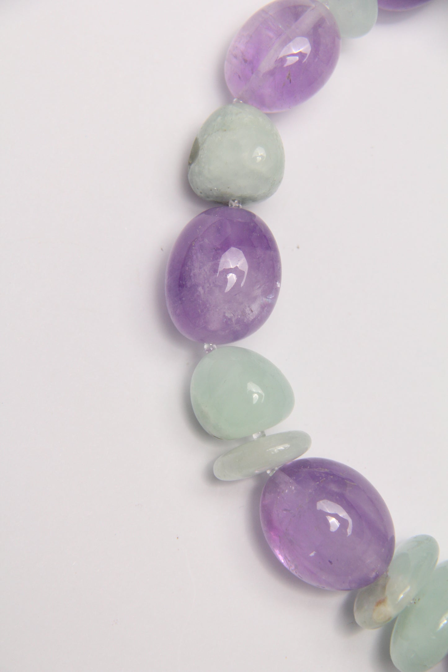 Necklace: amethyst, prehnite