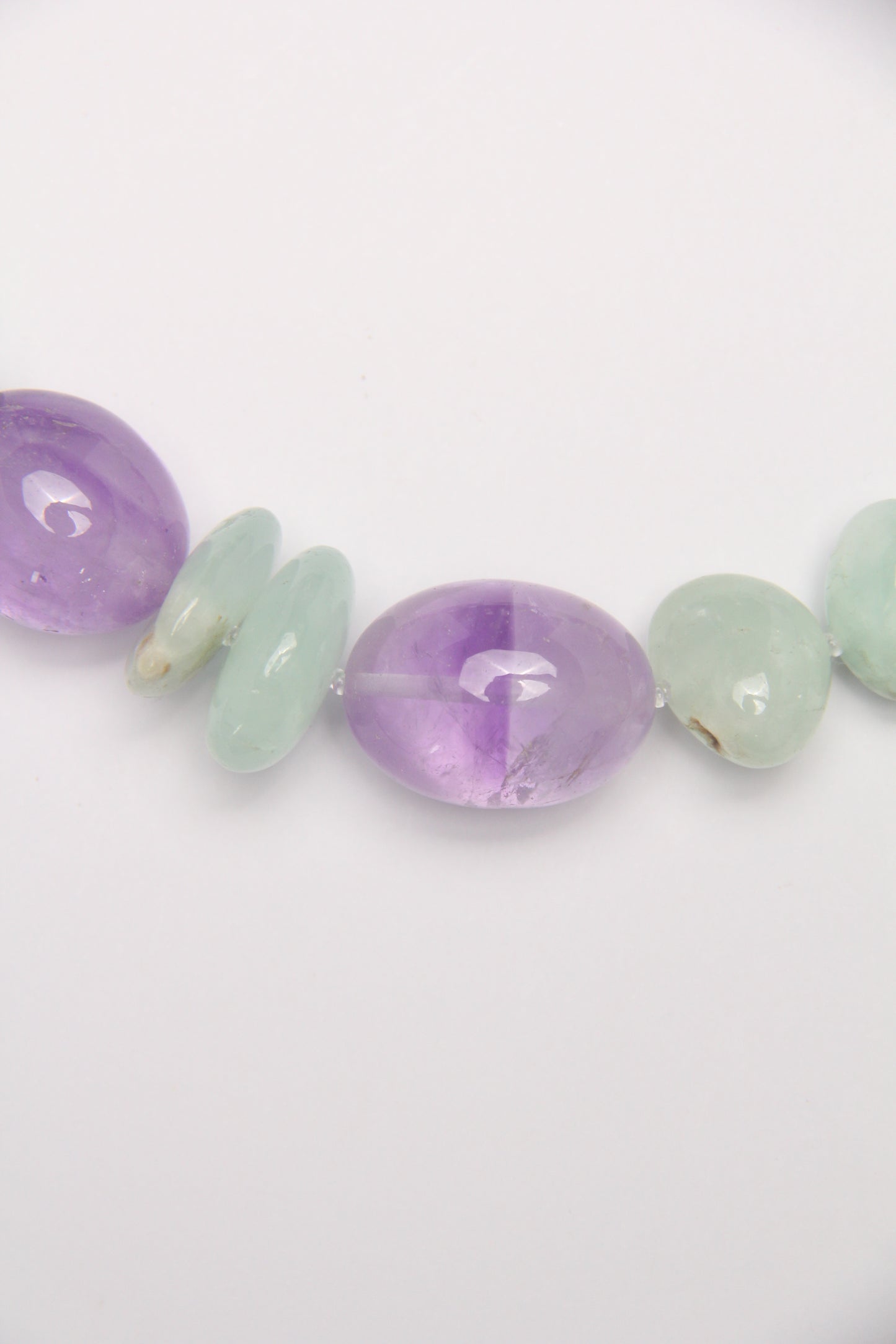 Necklace: amethyst, prehnite