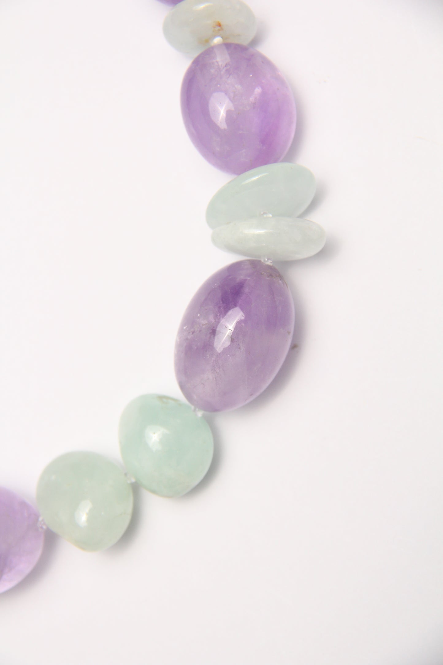 Necklace: amethyst, prehnite