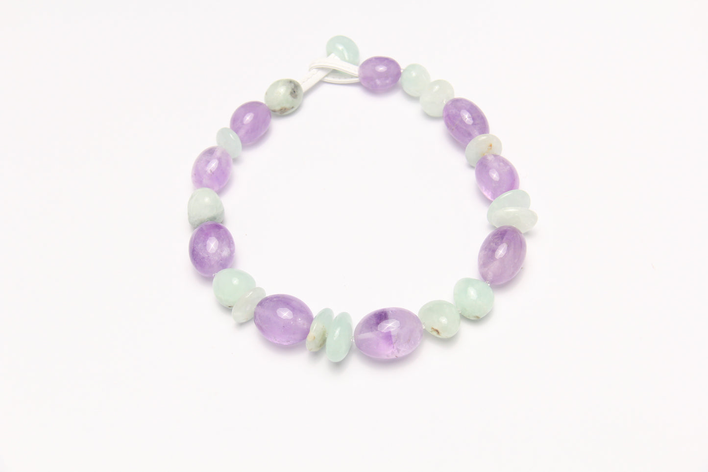 Necklace: amethyst, prehnite