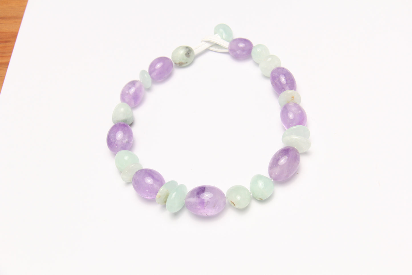 Necklace: amethyst, prehnite