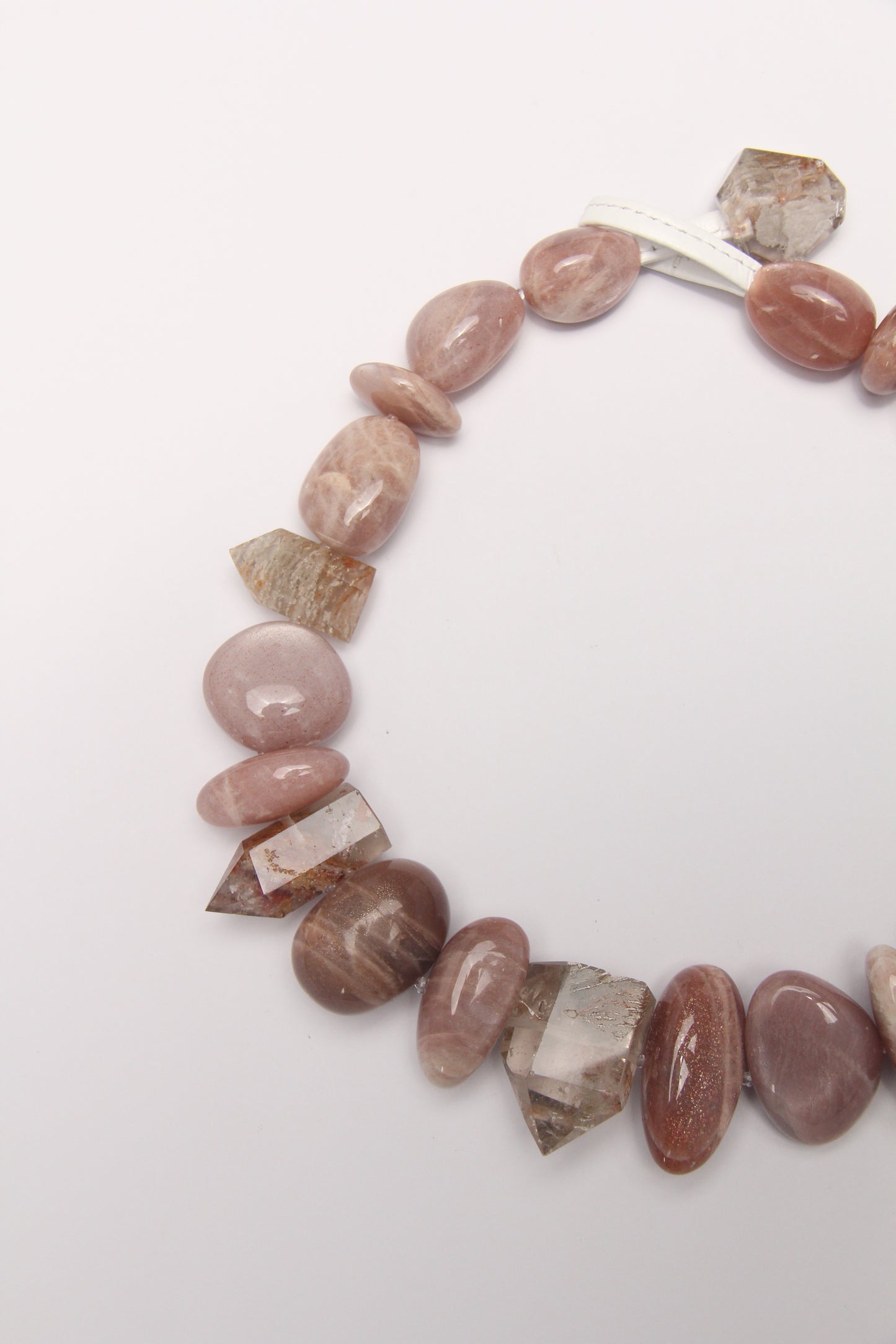 Necklace: sunstone, phantom quartz