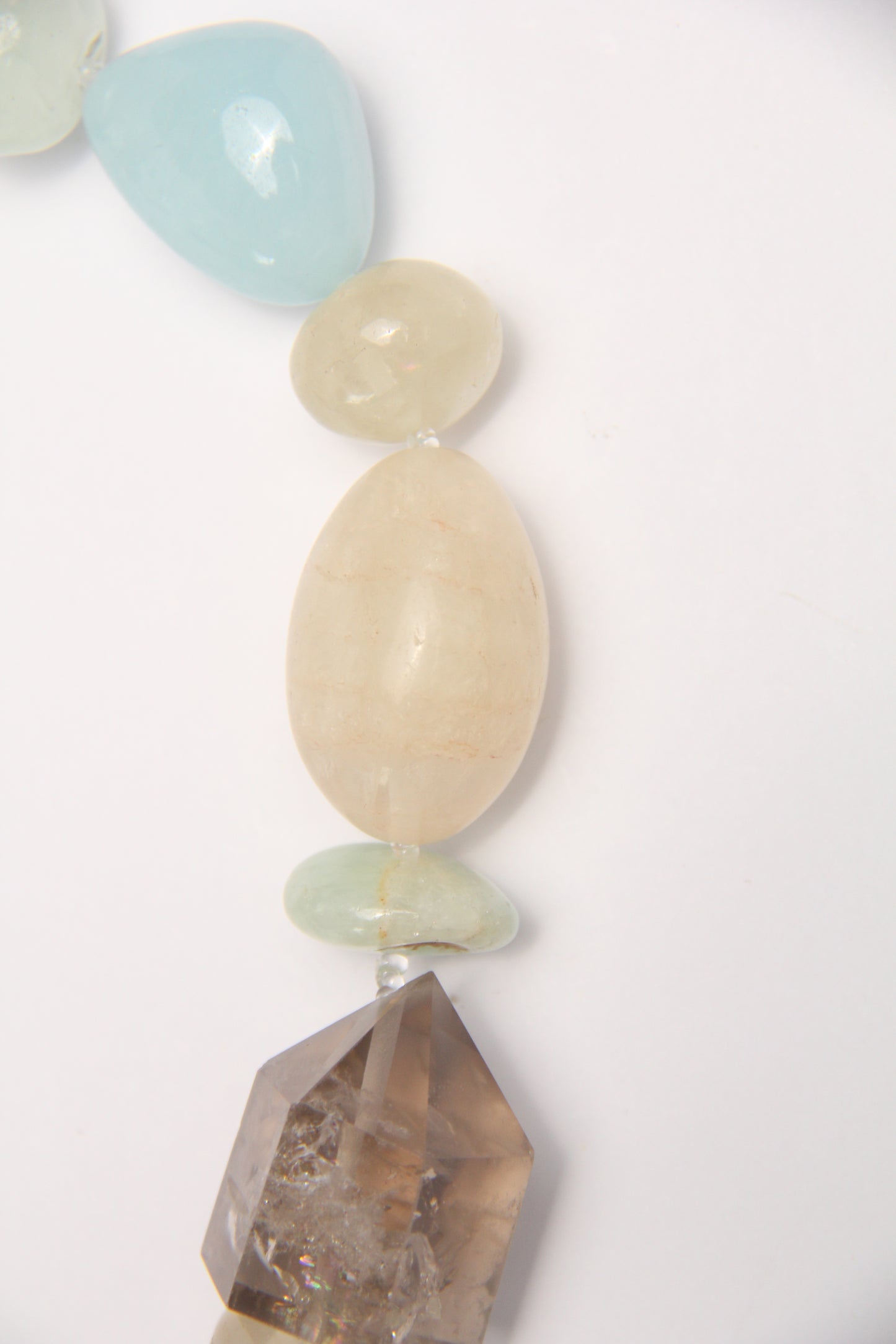 Necklace: aquamarine, smoky quartz, fluorite,citrine, prehnite