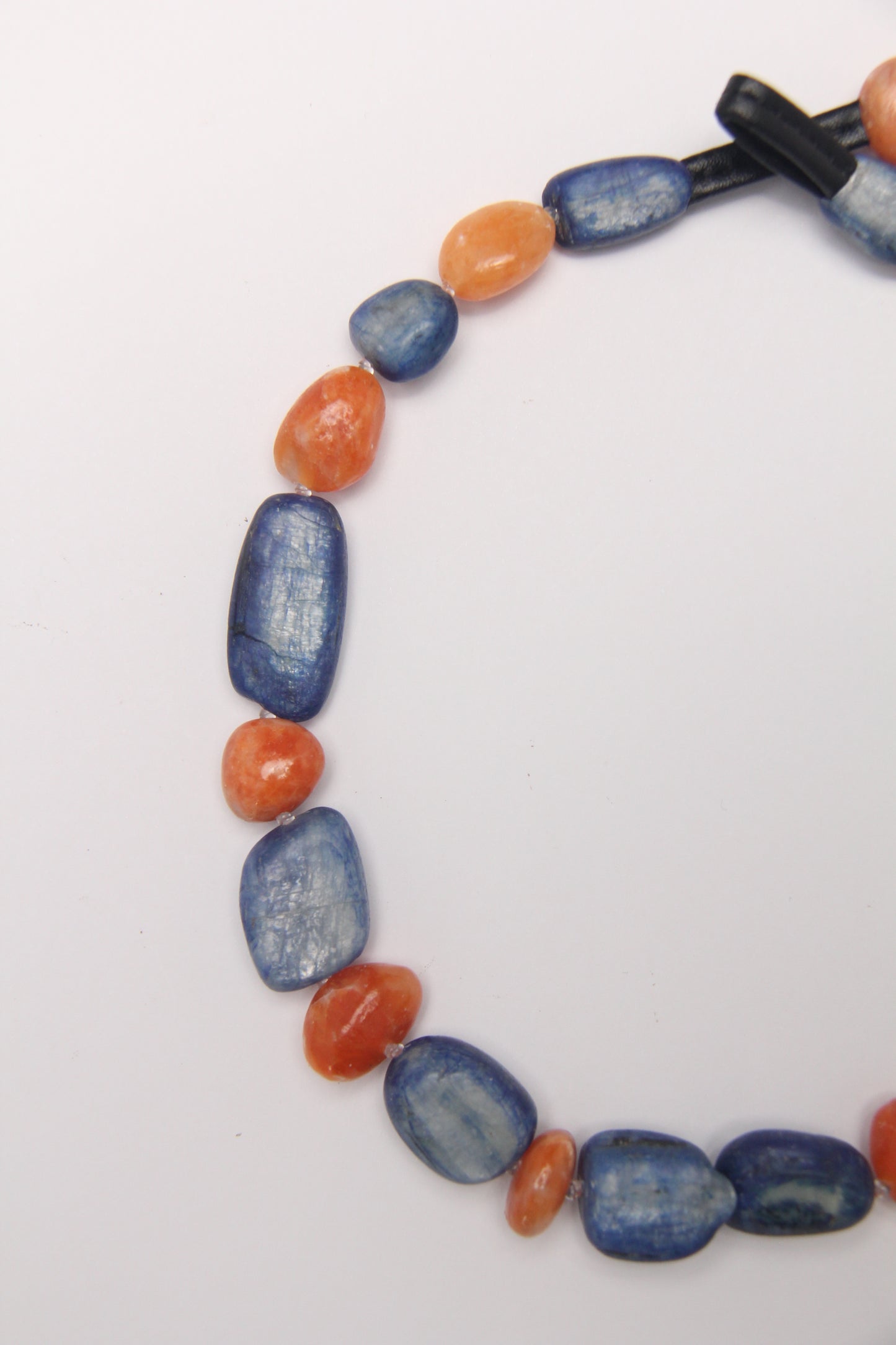 Necklace: kyanite, calcite