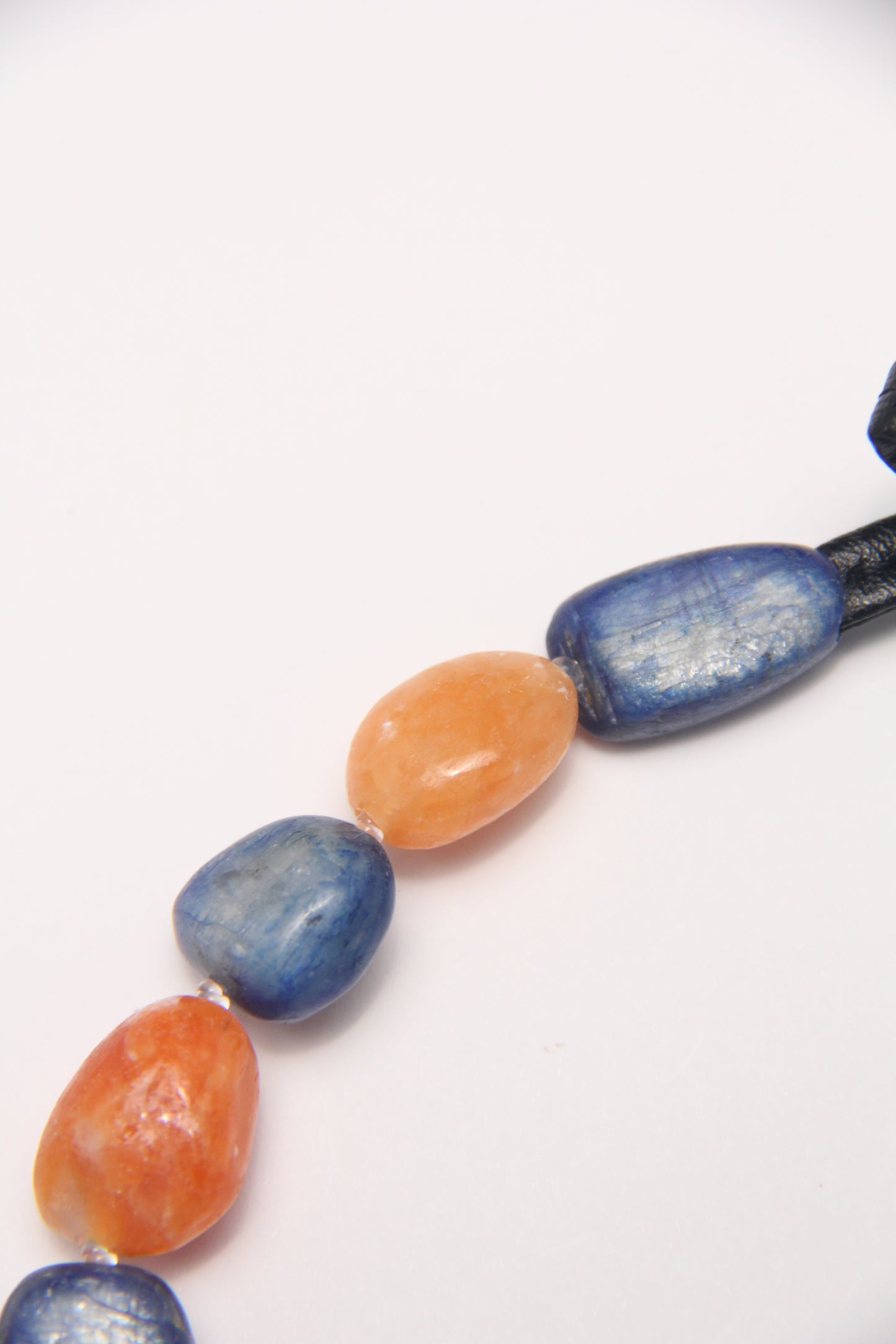 Necklace: kyanite, calcite