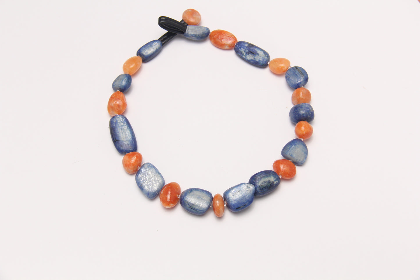 Necklace: kyanite, calcite