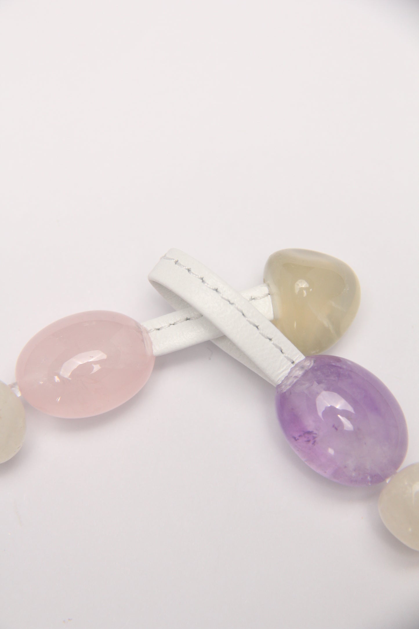 Necklace: amethyst, rose quartz, citrine, pearls