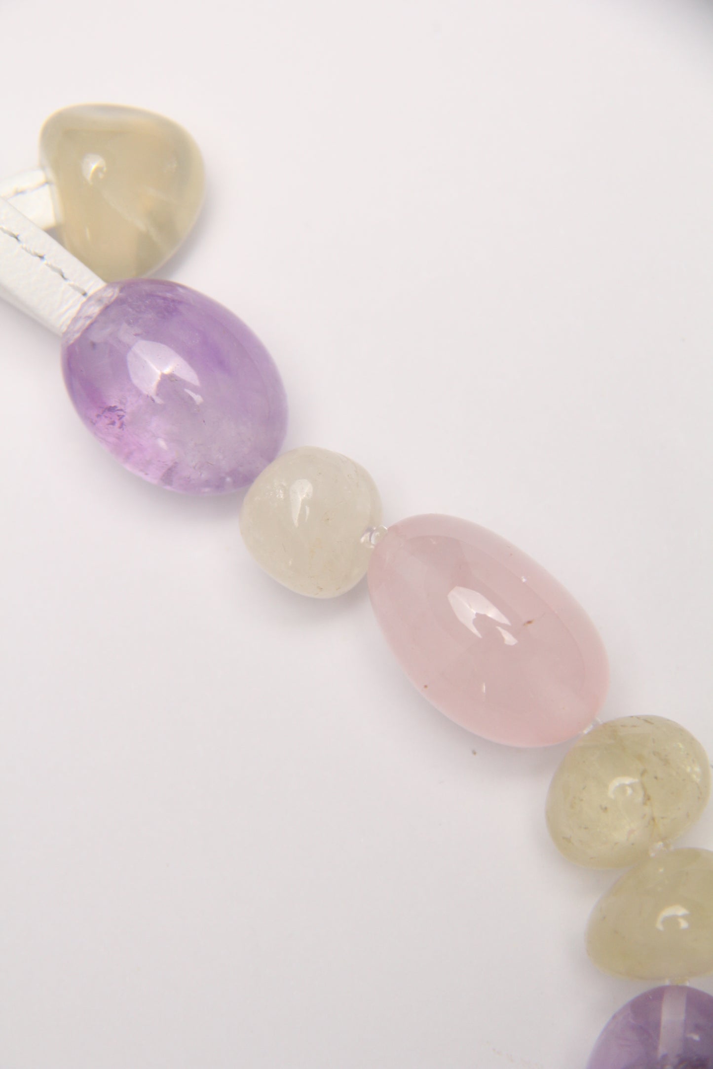 Necklace: amethyst, rose quartz, citrine, pearls