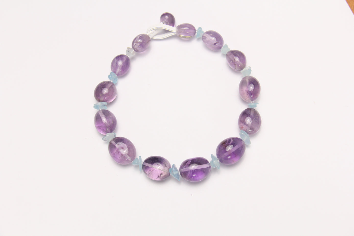 Necklace: amethyst, aquamarine