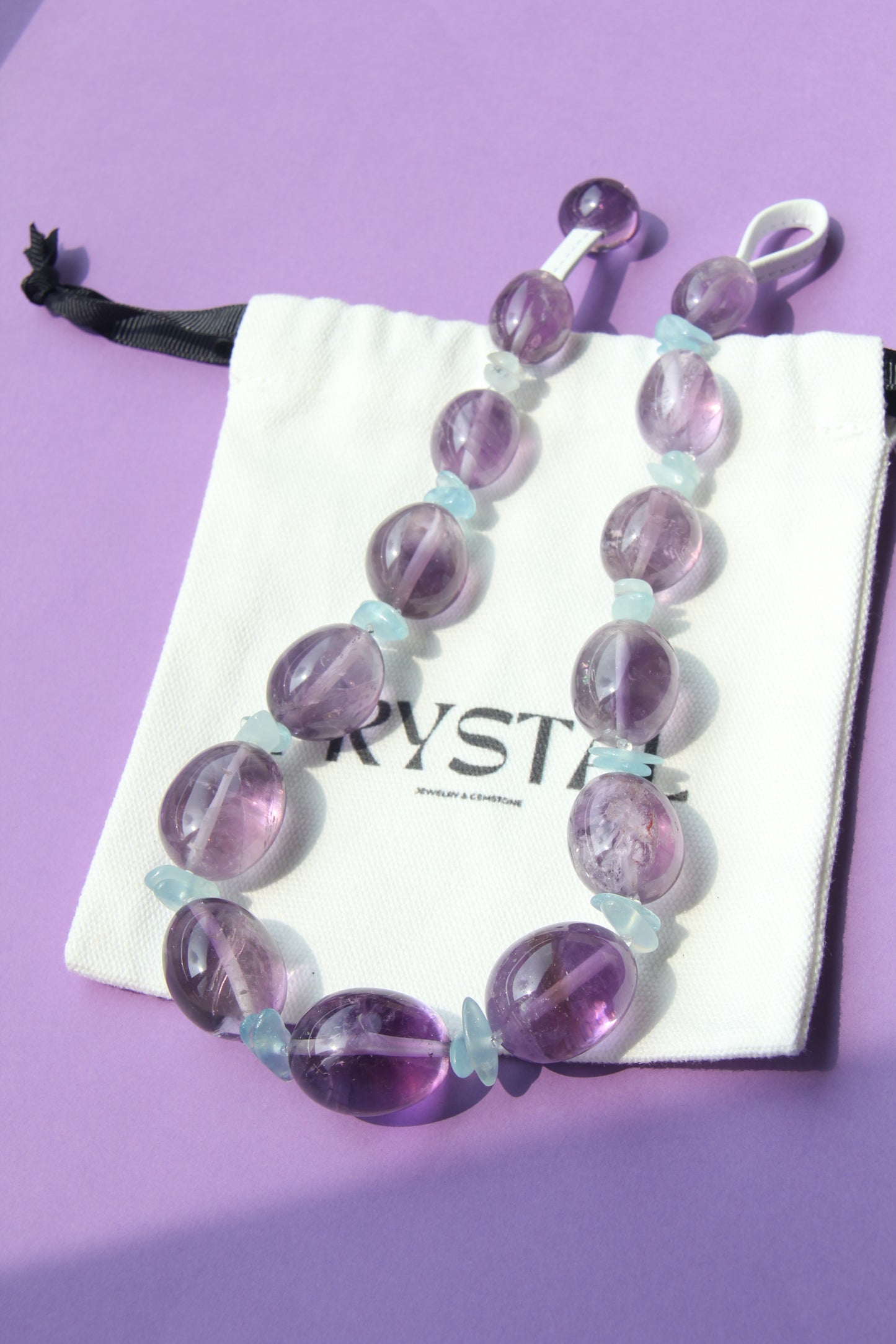 Necklace: amethyst, aquamarine