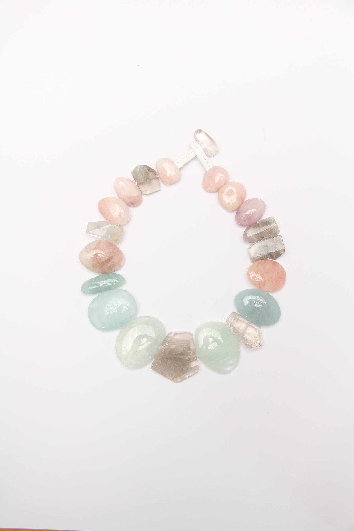 Necklace: phantom quartz, morganite